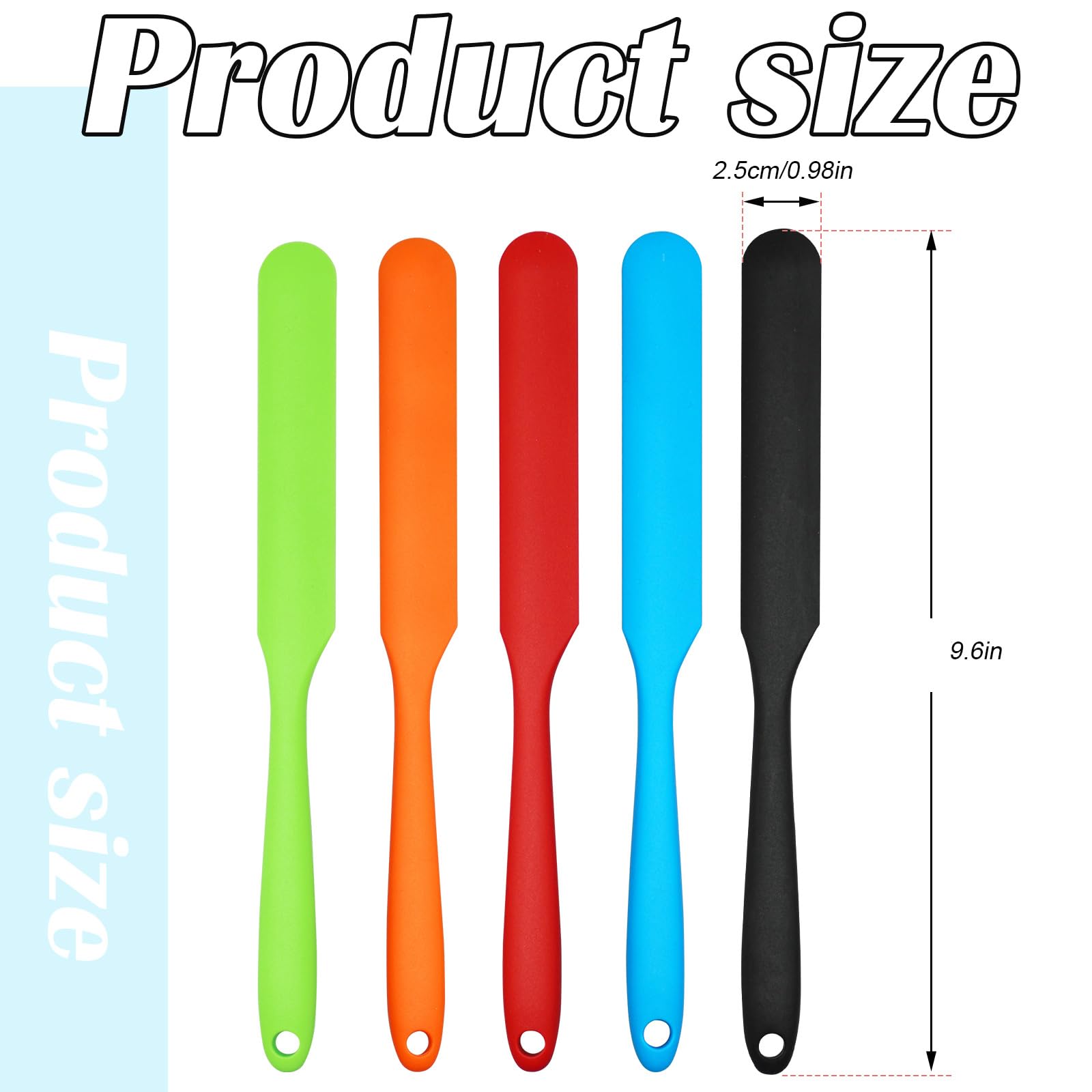Silicone Jar Scraper Spatulas, 5Pcs Heat Resistant Cake Cream Peanut Butter Spatulas Mixing Batter Scraper, 9.6 Inch Nonstick Br
