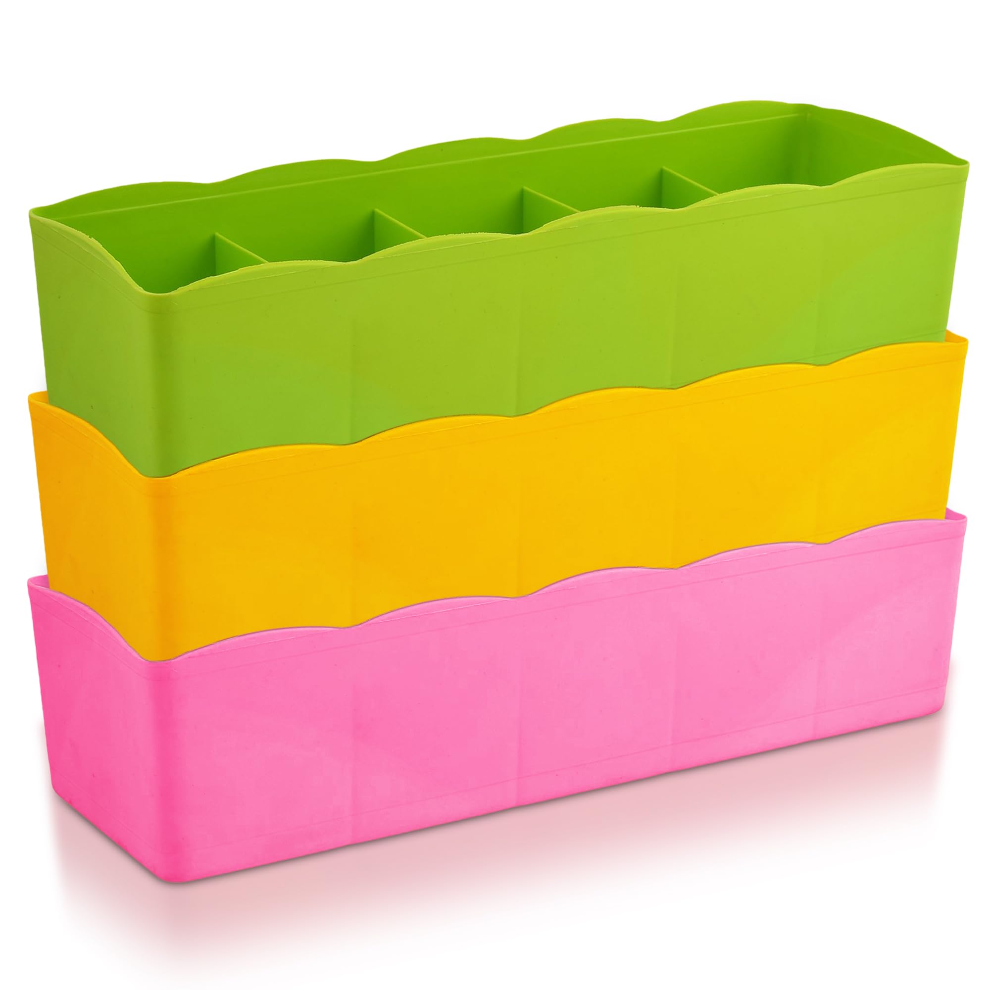 Kuber Industries Drawer Organizer | Plastic Undergarment Organizer For SocksTies | Stackable Drawer Divider Box | 5 Grid Statio