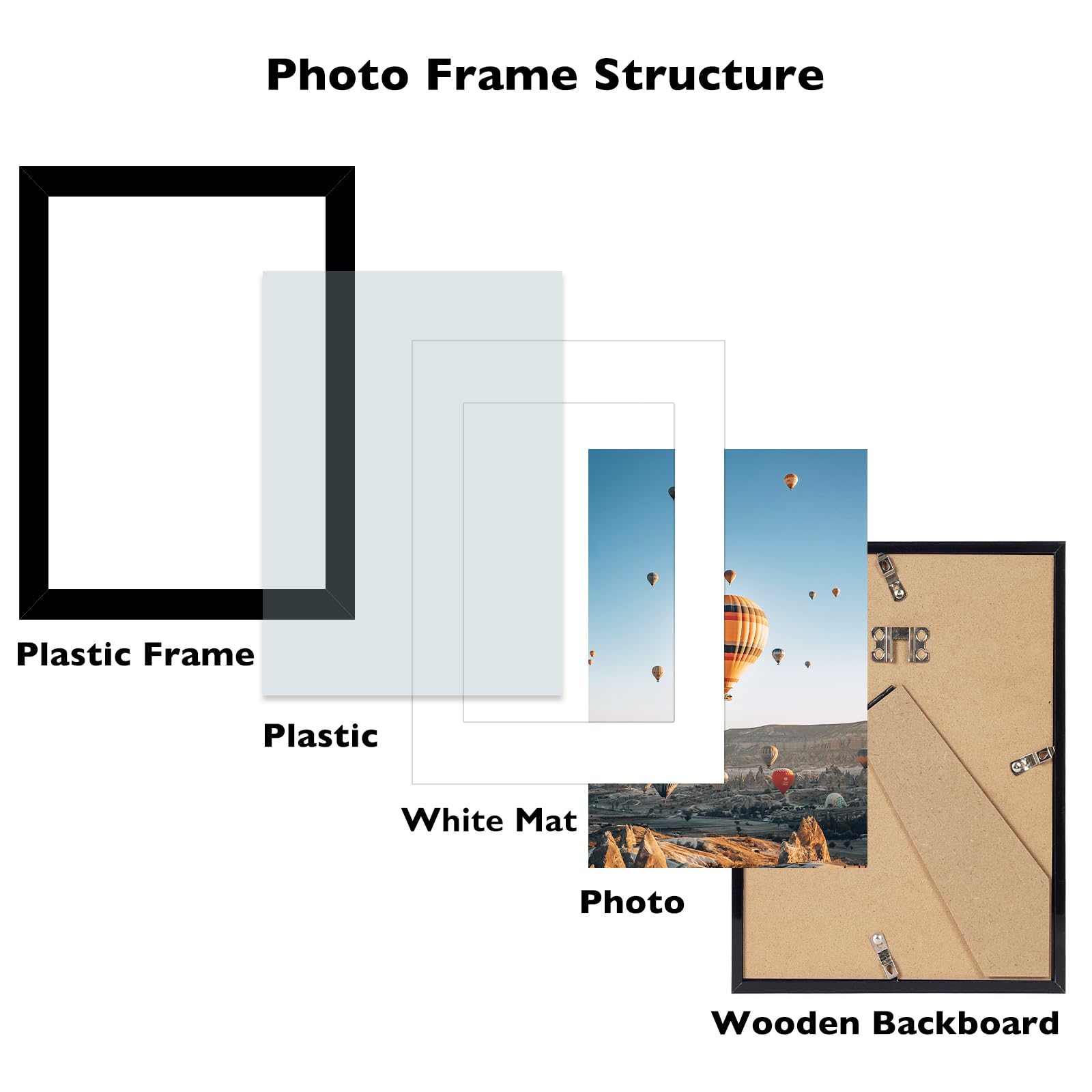 JCJMY 5.8x8.3 A5 Picture Frame Black with 4x6 Mat for Wall Hanging or Tabletop, Display Photo 4x6 with Mat or 5.8 x 8.3 Without