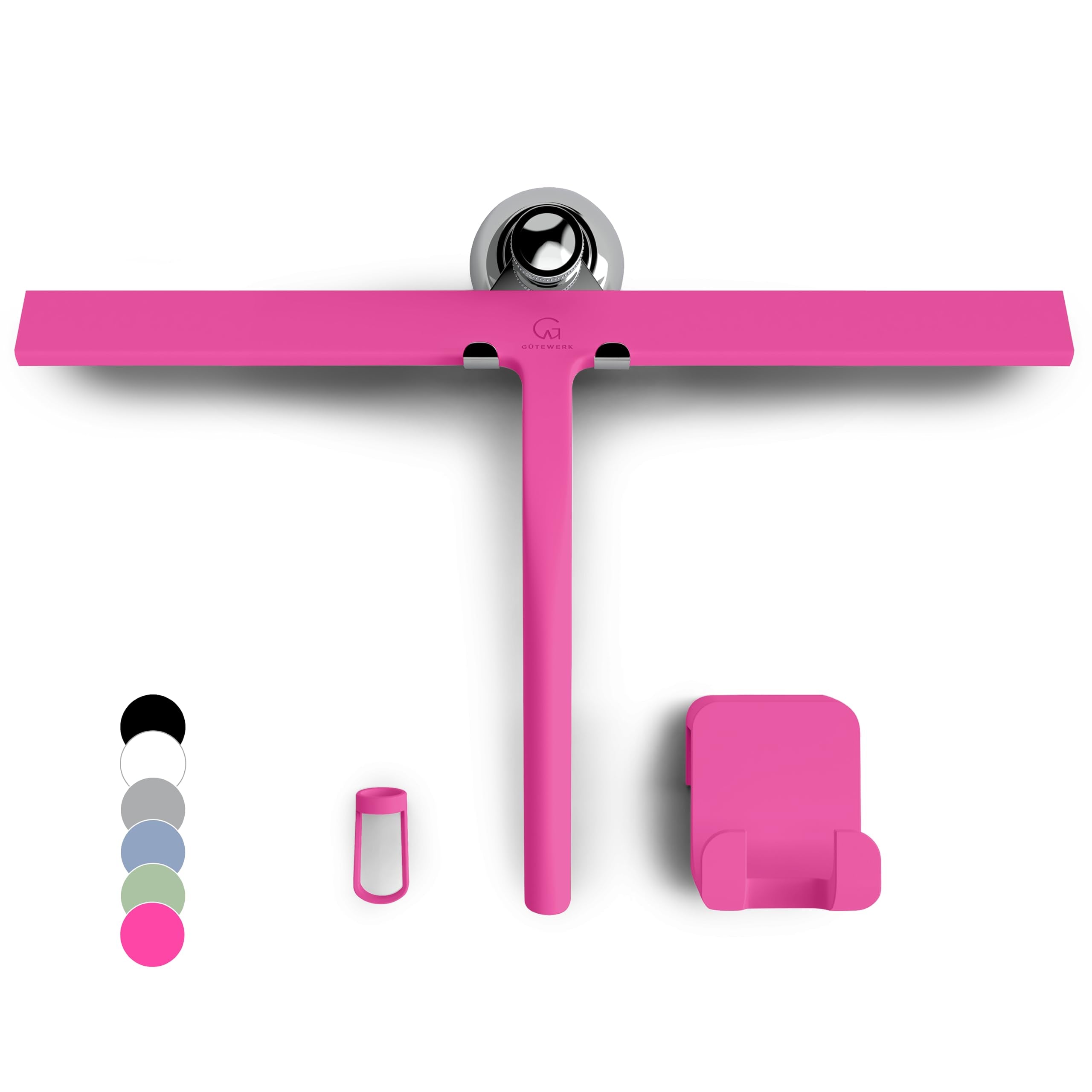 GTEWERK Shower Squeegee for Glass Doors, Silicone Window Squeegee, Bathroom and Glass Cleaning - Pink - 15 Inch