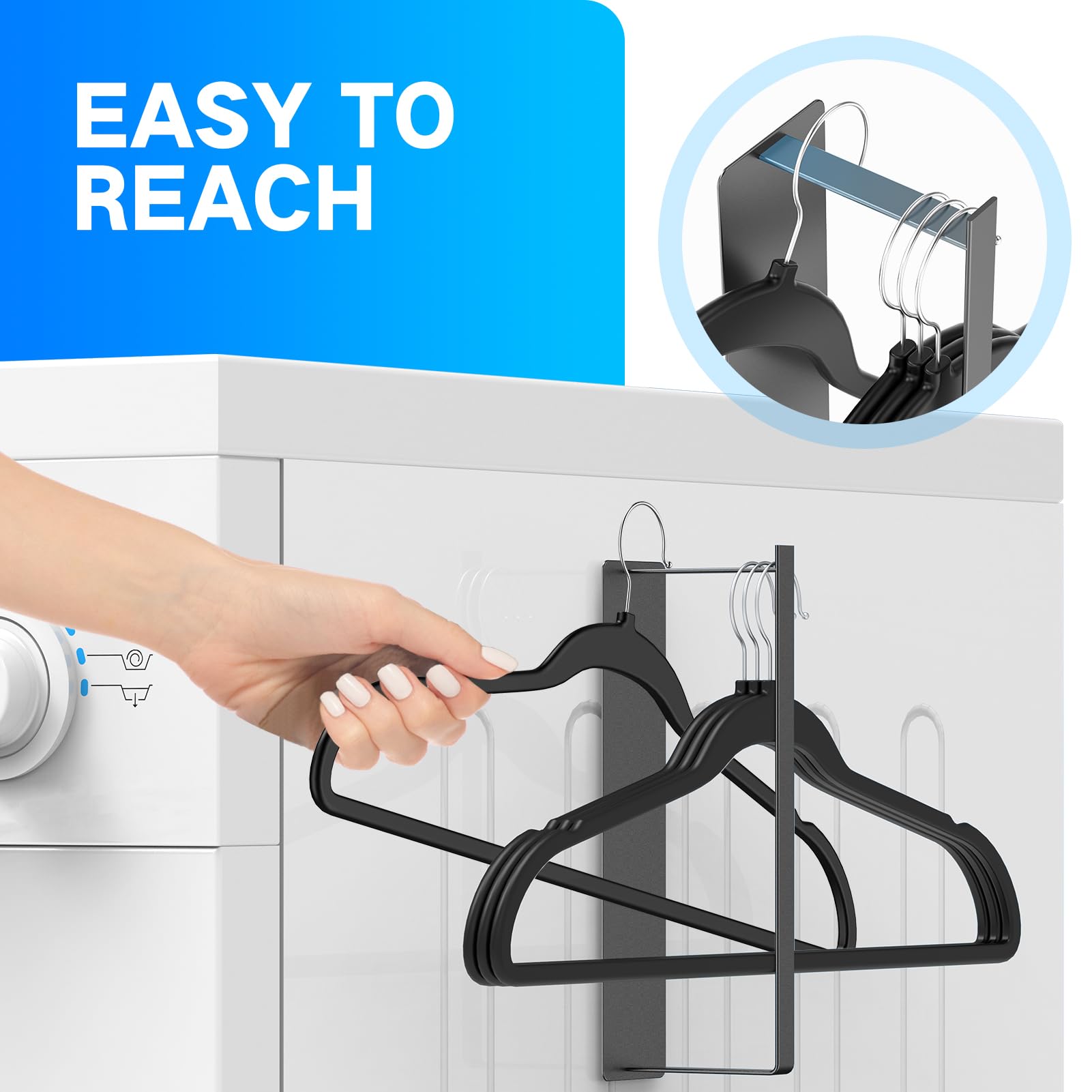 Lectrus Powerful Magnetic Hanger Organizer Stacker- Easy Install For Dryer And Washer, Space Saving Hanger Holder For Your Laund
