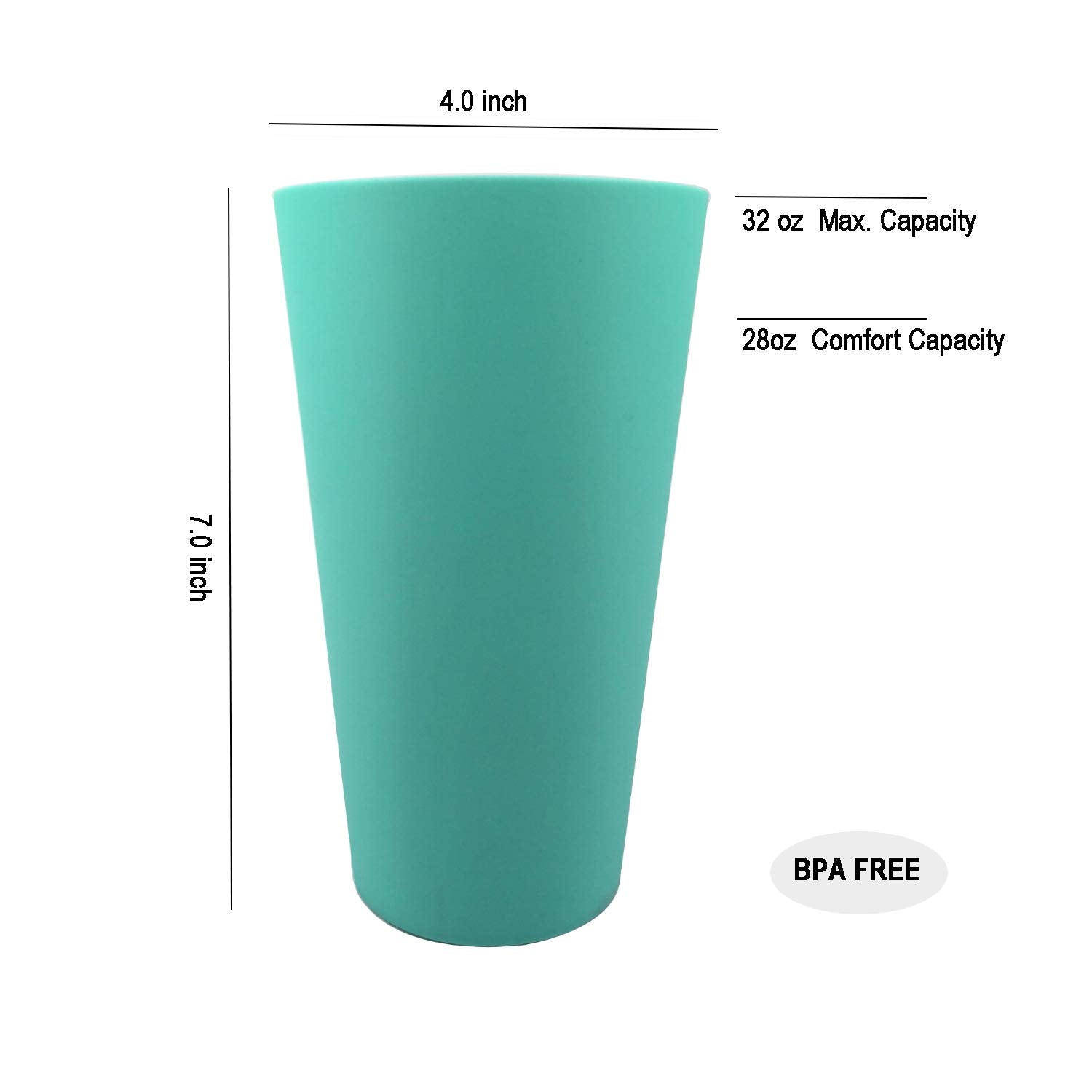 Yuyuhua 32-Ounce Plastic Tumblers Reusable Dishwasher Safe Bpa Free Set Of 12 Multicolor Large Drinking Cups