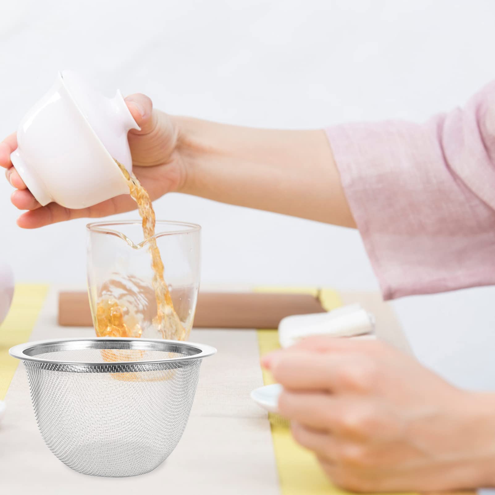 Yarnow 8 Pcs Tea Pot Strainer Teapot Mesh Strainer Insert Stainless Steel Tea Filter Basket For Tea Coffee 2.8 Inch Diameter