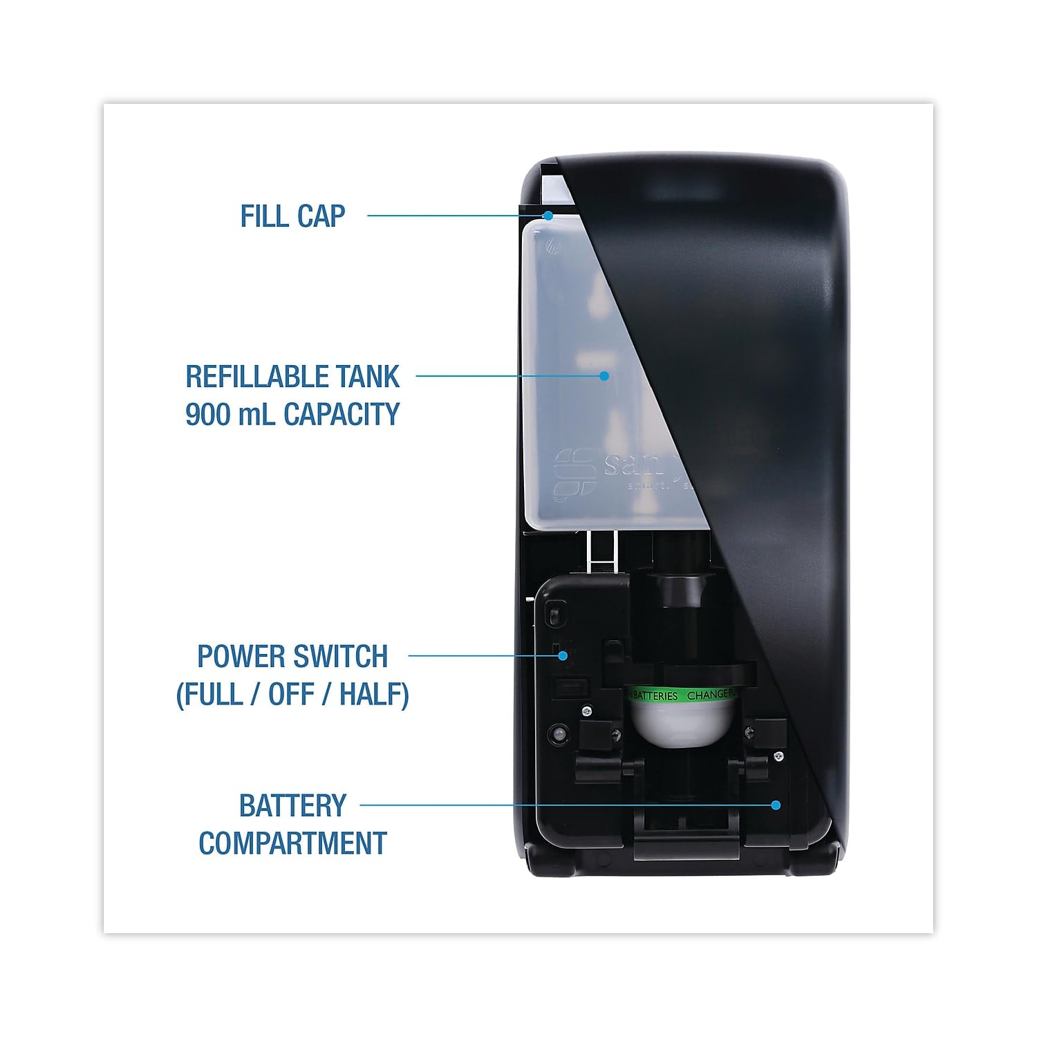 Boardwalk Shf900Sbbw 5.25 In. X 4 In. X 12 In. 900 Ml Rely Hybrid Foam Soap Dispenser - Black Pearl