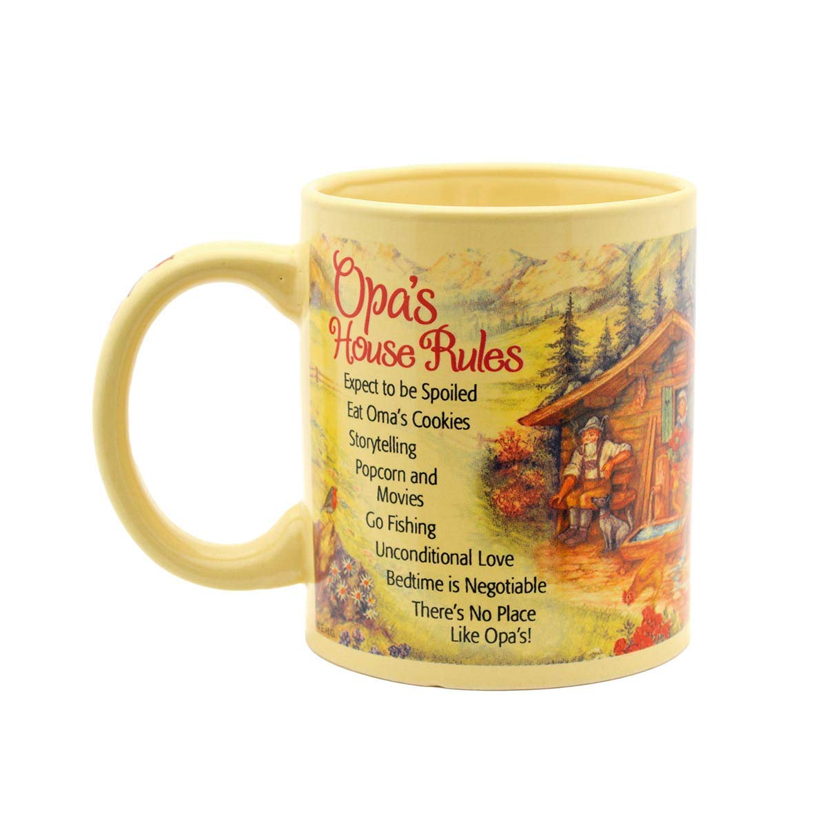 Essence of Europe Gifts Opa's House Rules Color Ceramic Gift for German or Dutch Grandpa Coffee Mug by E.H.G | 12 oz