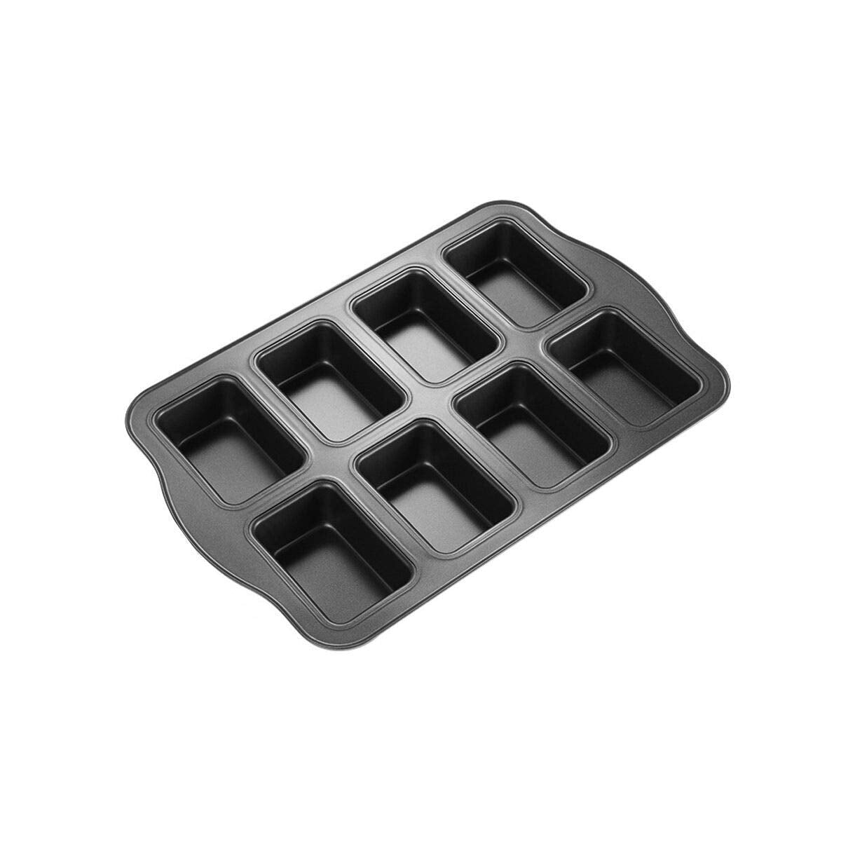 Mini Loaf Pan, 8-Cavity Non-Stick Carbon Steel Brownie Bakeware For Oven Baking