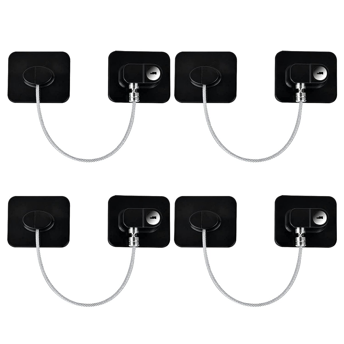Yeya Refrigerator Lock, Baby Proof Cabinet Locks With Keys, Child Safety Locks For Cabinets 4 Pack
