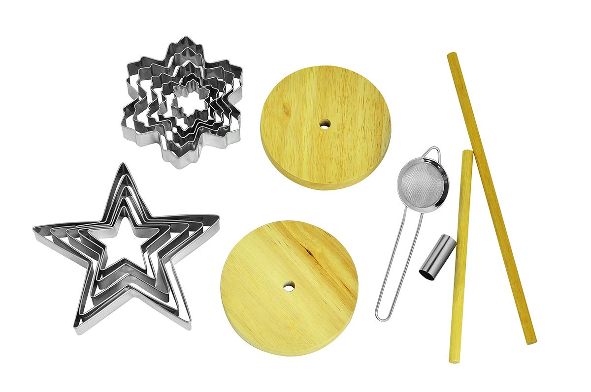 Newlineny 16 Pcs Star Shaped Cookie Molds Cutters To Create Christmas Tree-Like Cookie Display With Recipe
