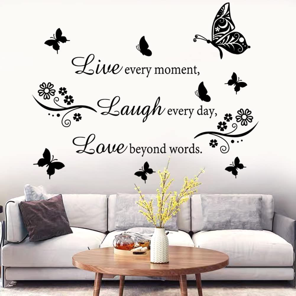 Wall Decal Quote Live Every Moment Laugh Every Day Love Beyond Words Wall Sticker Motivational Wall Decals Family Inspirational