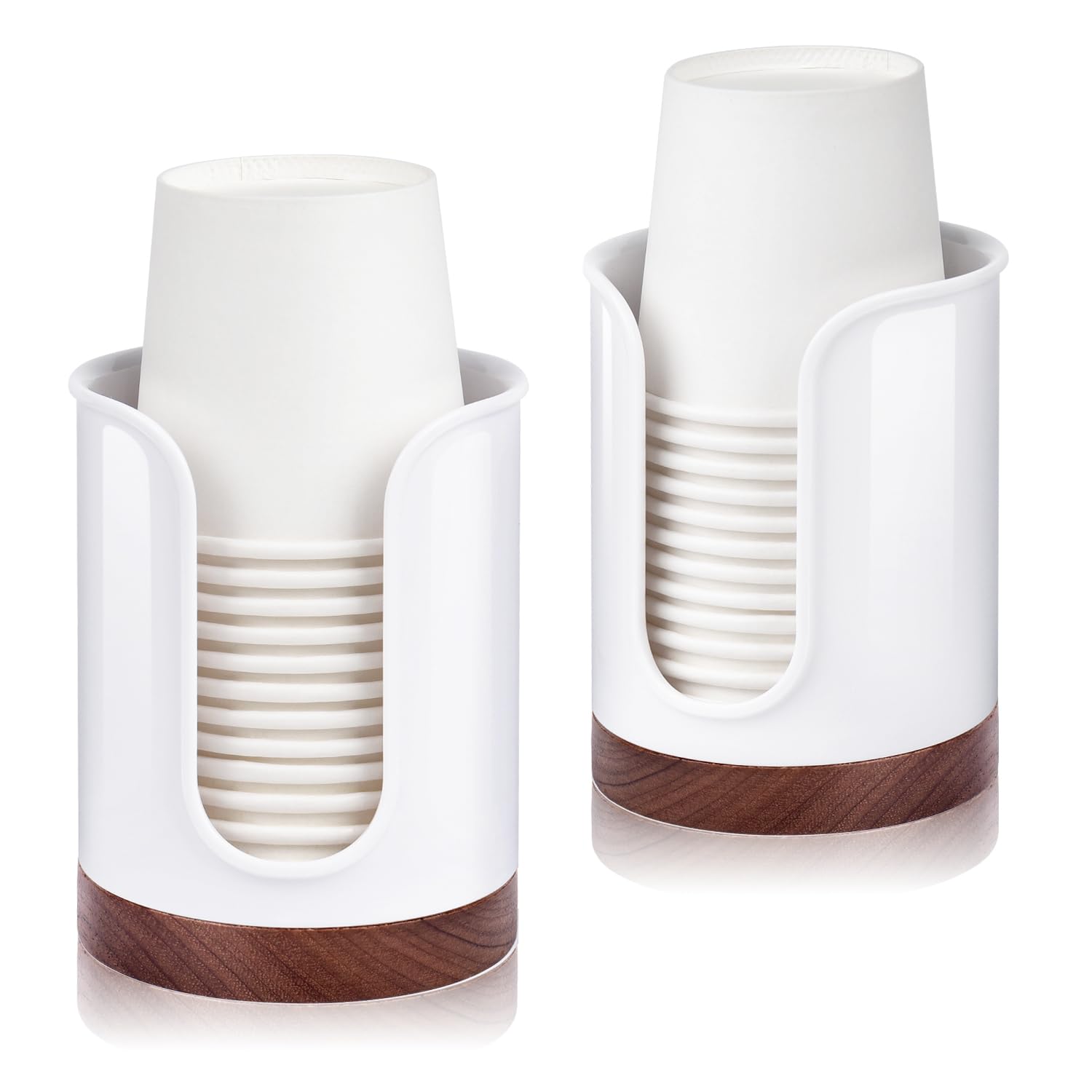 Premium Bathroom Cup Dispenser - Compact Cup Holder For Dixie 3 Oz Cups, 3 4 Ounce Mouthwash Cup Dispenser - Pc/Walnut, White, P