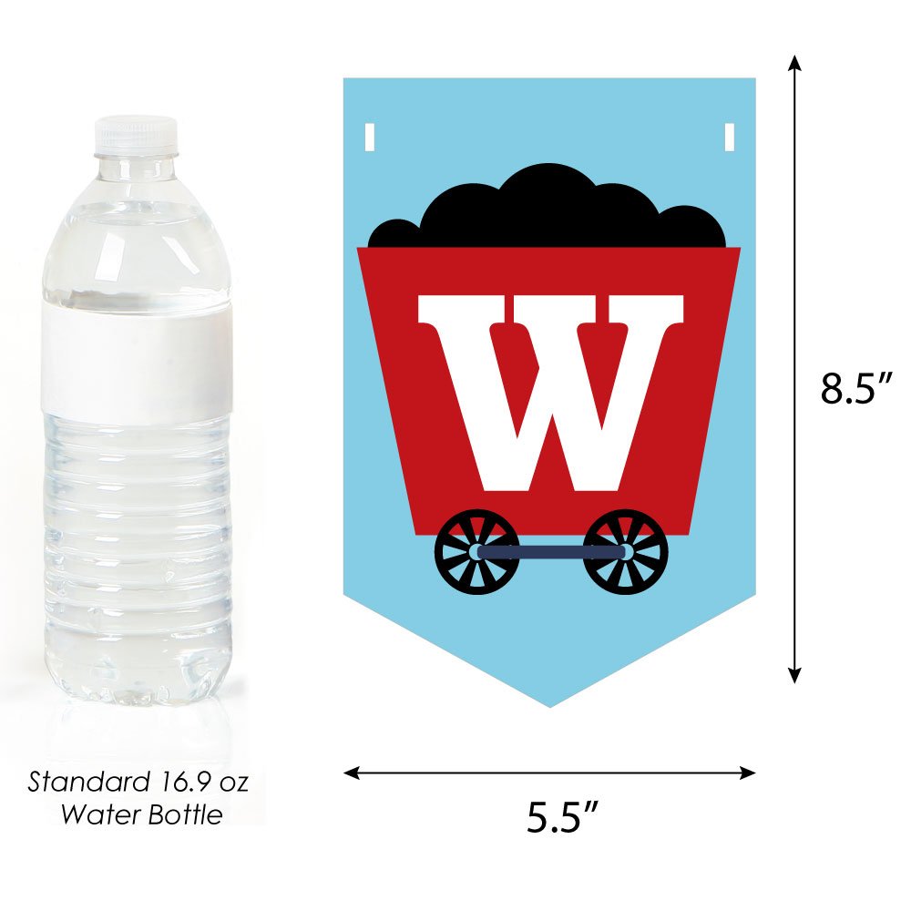 Big Dot Of Happiness - Railroad Party Crossing - Steam Train Baby Shower Bunting Banner - Party Decorations - Welcome Baby