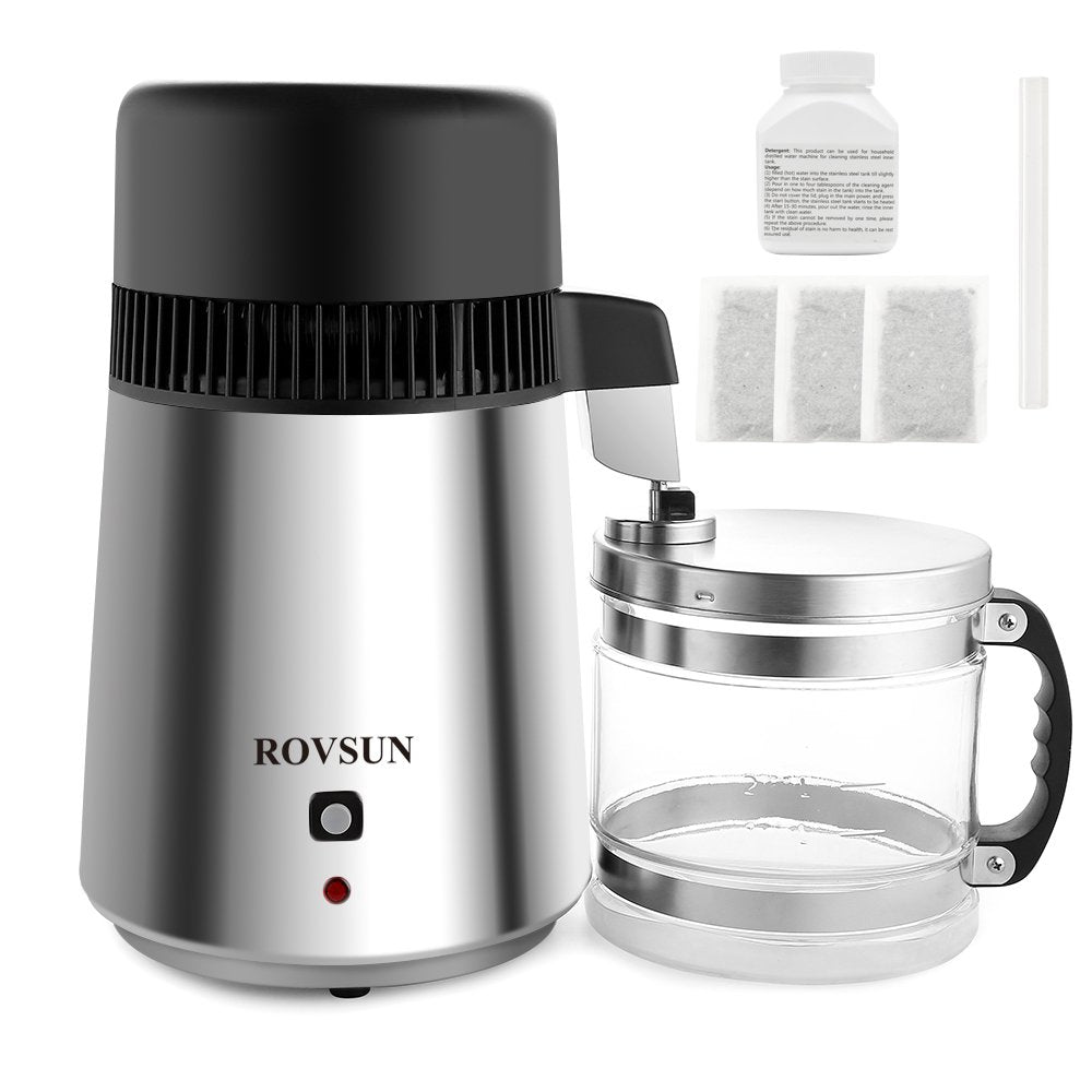 Rovsun?Upgraded?1.1 Gallon/4L Water Distiller Stainless Steel For Home, 750W Distilled Water Maker Machine, Water Distillers Cou