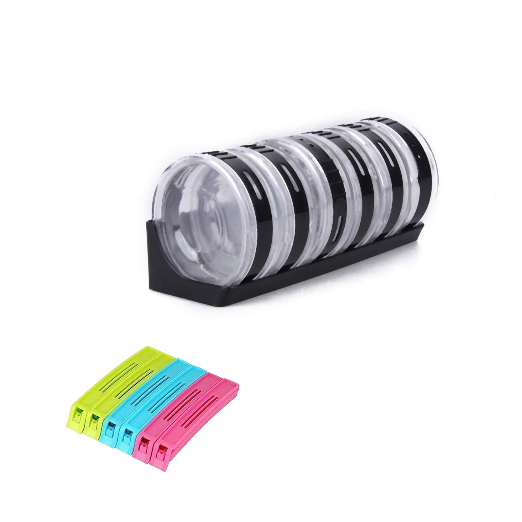 Suhasy ||1+1 Pcs.Combo|| 1Pcs. Round Spice Rack, 6Pcs. Food Bag Plastic (Clip Sealer) Multicolour (Round Spice Rack)
