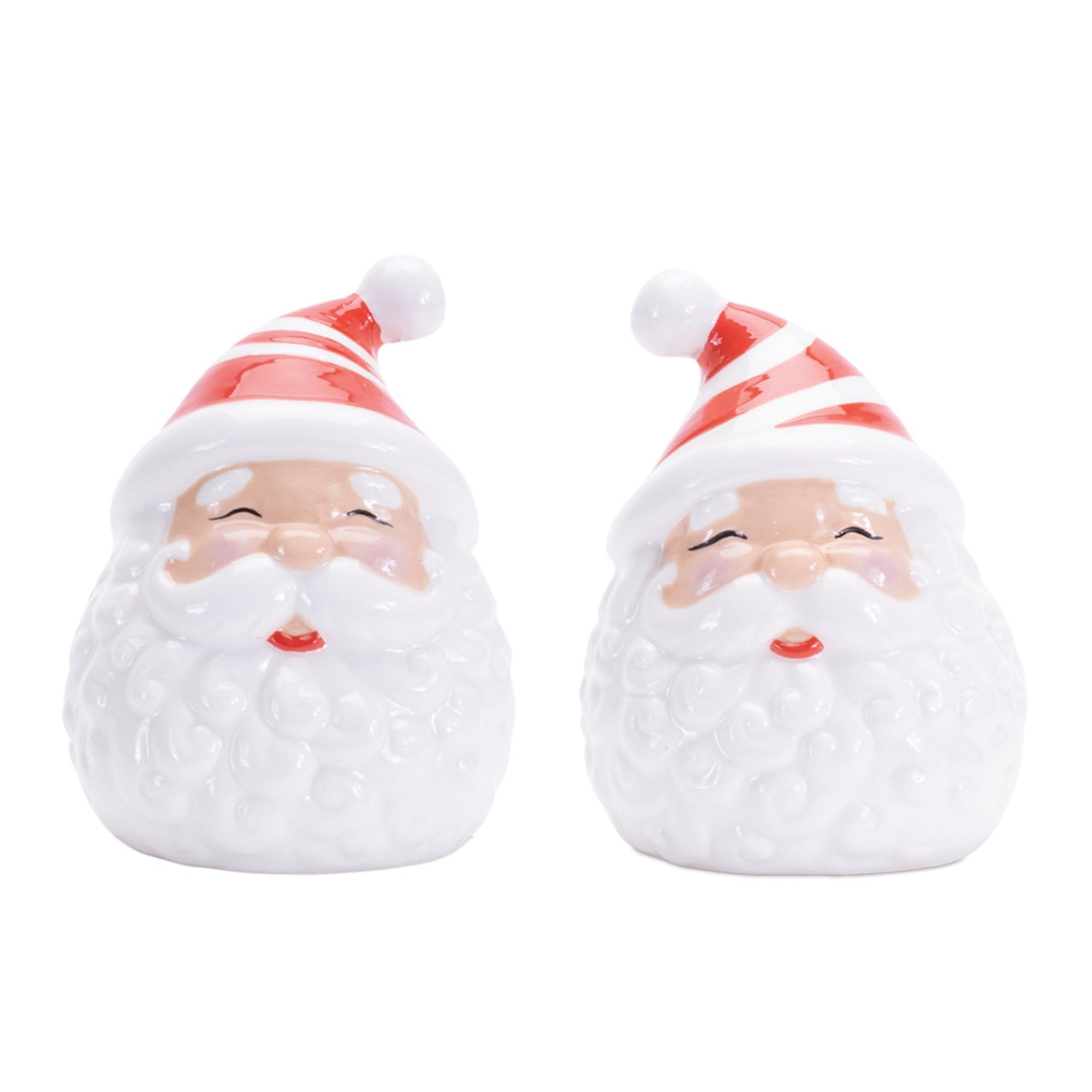 Christmas Santa Salt And Pepper Shakers - 3.5'' - White And Red - Set Of 2