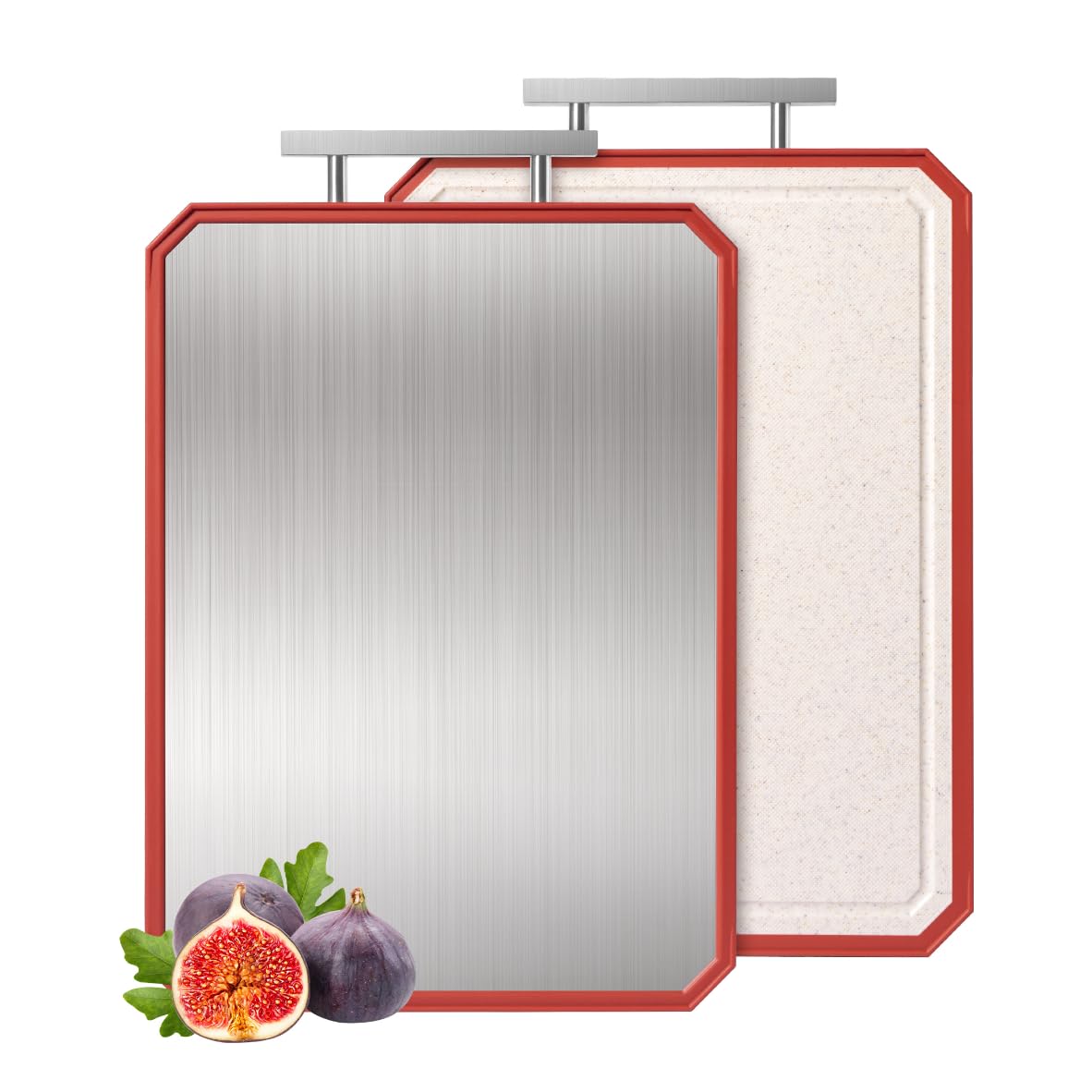 2 in 1 Stainless Steel Cutting Board with Handle Chopping Large Big Meat Butcher Block Kitchen Stuff Accessories New Home Essent