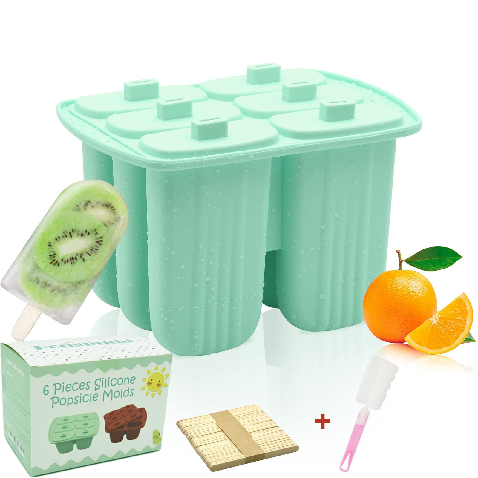 Homemade Popsicles Molds,Bongpuda 6 Pieces Silicone Popsicle Molds,Easy-Release Bpa-Free,Ice Pop Mold,Ice Cream Molds, Popsicle