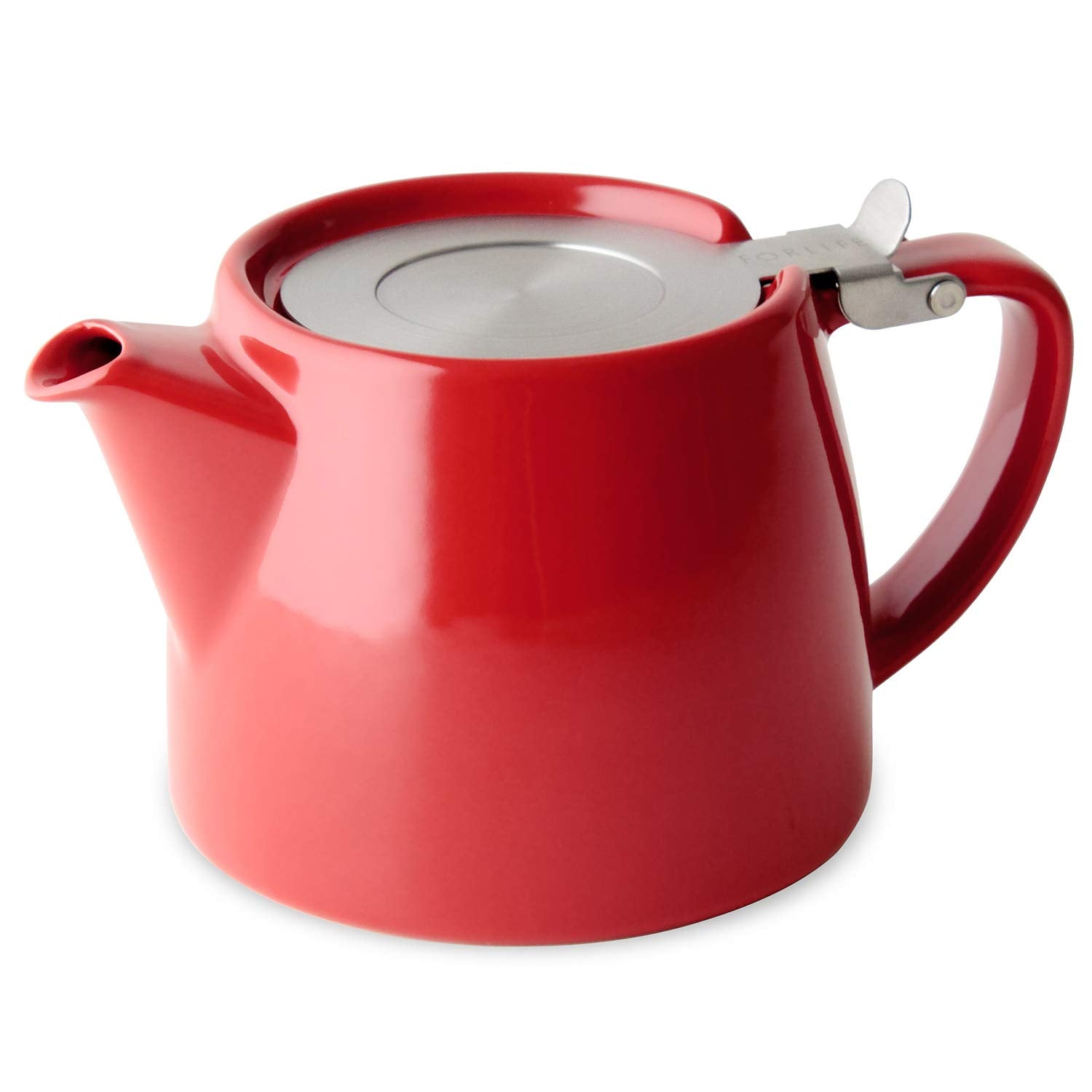 Forlife Stump Teapot With Sls Lid And Infuser, 18-Ounce, Red