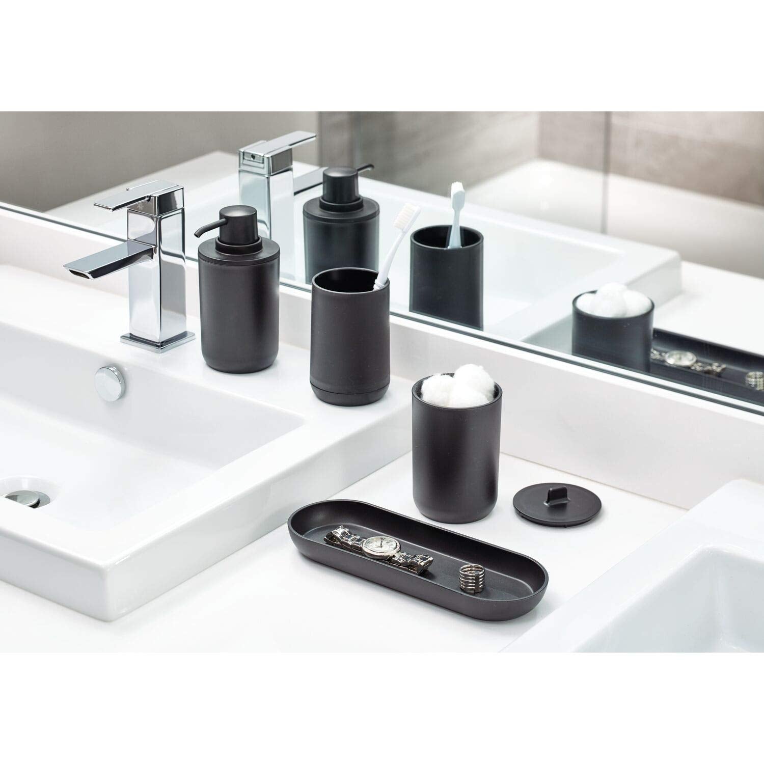 iDesign 28737ES cade 4-Piece Bathroom Accessory Set  Matte Black  245 cm x 89 cm x 162 cm