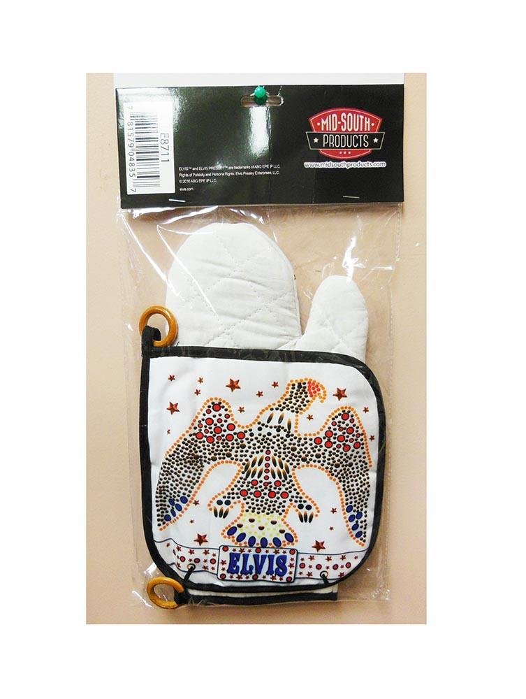 Midsouth Products Elvis Presley Oven Mitt & Pot Holder Set White Jumpsuit