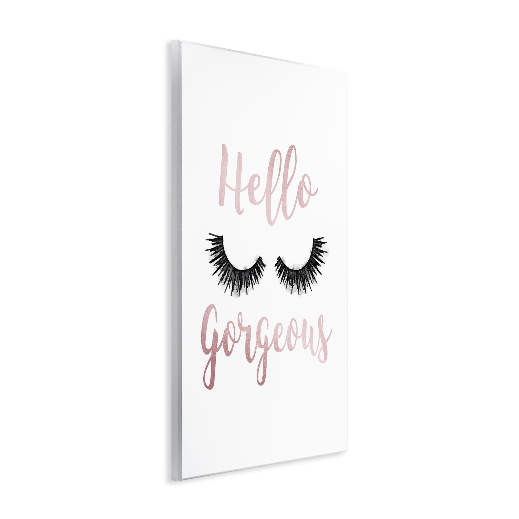 Stupell Industries Hello Gorgeous Black Eyelashes Typography Wall Plaque, 10X15, Design By Artist Amanda Greenwood