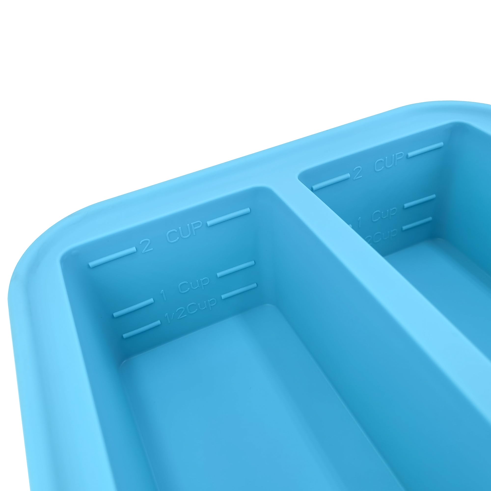 Naktow 2-Cup Silicone Freezer Tray With Lid - 2 Pack - Make 4 Perfect 2-Cup Portions - Easy Release Molds For Food Storage & Fre