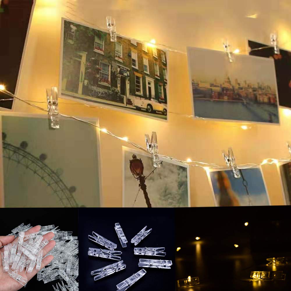 128 Pieces Photo Clips Mini Transparent Plastic Clear Clips, Clothespins Binder Clips For Hanging String Fairy Lights Picture, P