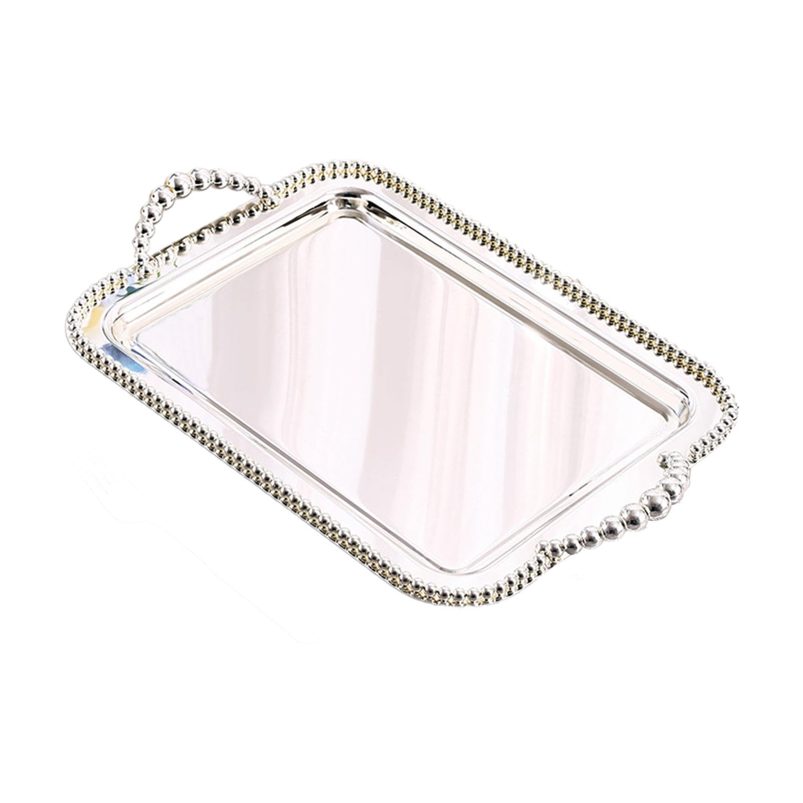Trendynest Serving Tray With Handles Elegant Vanity Tray For Kitchen Coffee Table Party Silver