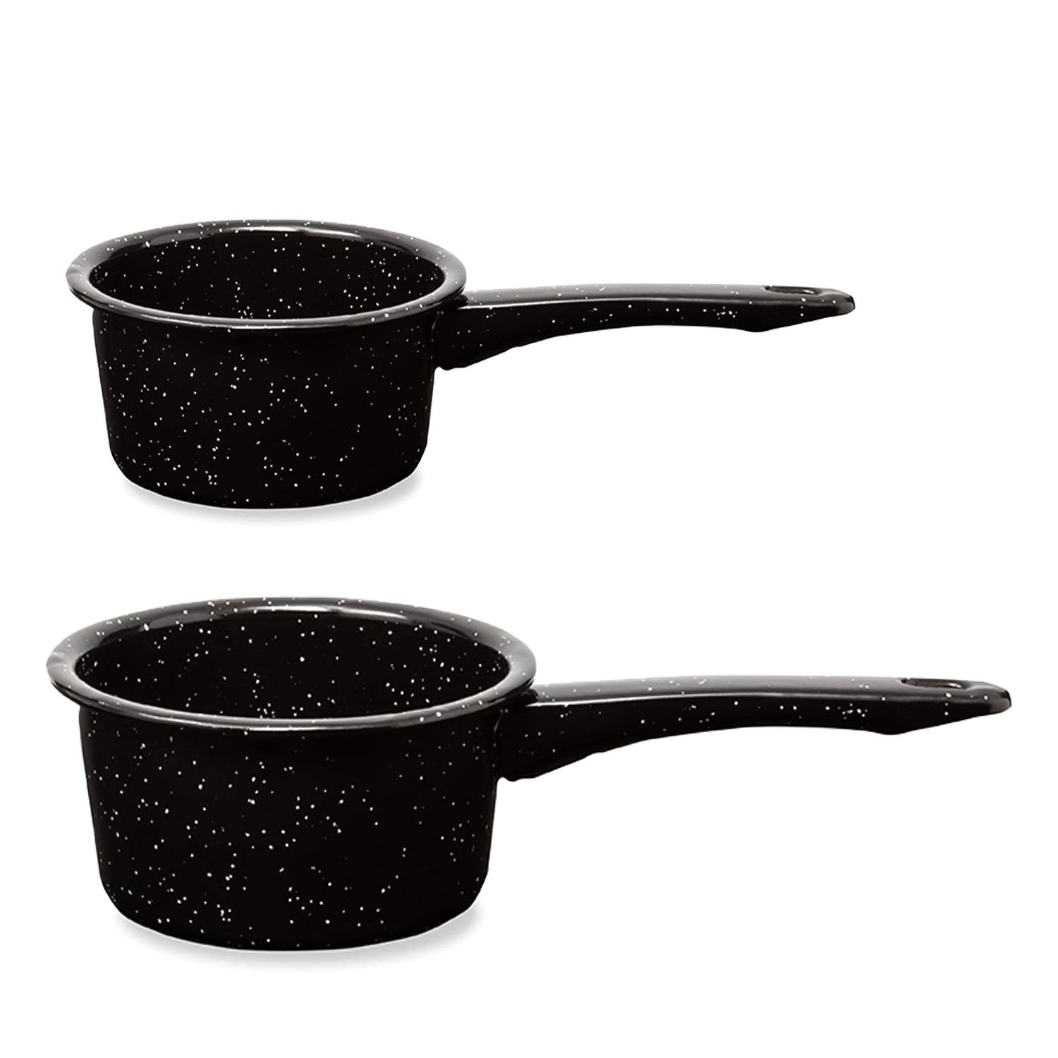 Millvado 4 Quart Granite Saucepan, Naturally Nonstick Sauce Pots, Speckled Enamel Ware Cookware, Small Sauce Pan For Cooking And