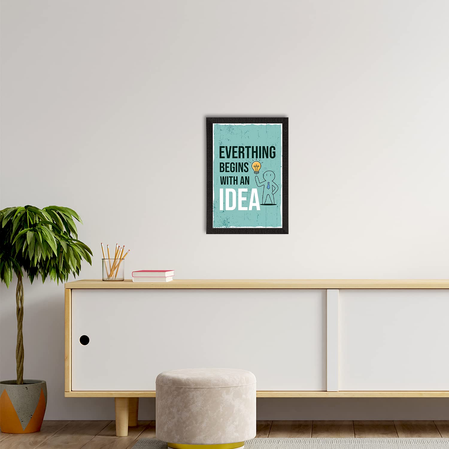eCraftIndia Everything Begins with an Idea Motivational Quote Satin Matt Texture UV Art Painting