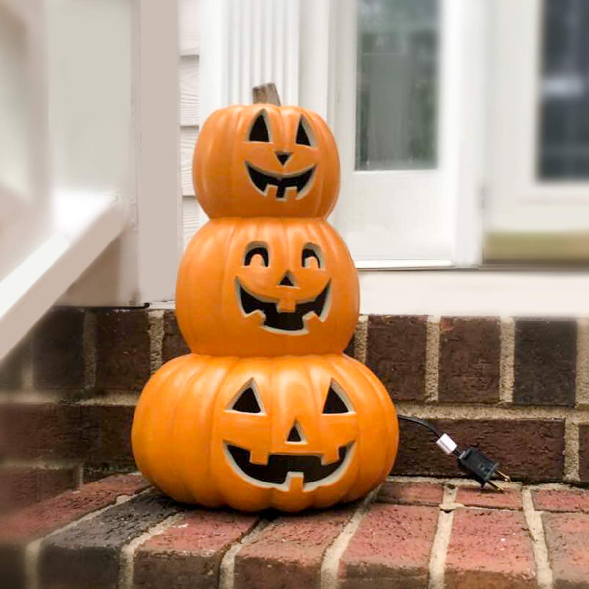 14 Jack-O -Lantern Halloween Pumpkin Lantern Jack o Lanterns Light Up Pumpkin Decorations Lighted Stacked Pumpkin with LED Bulb 