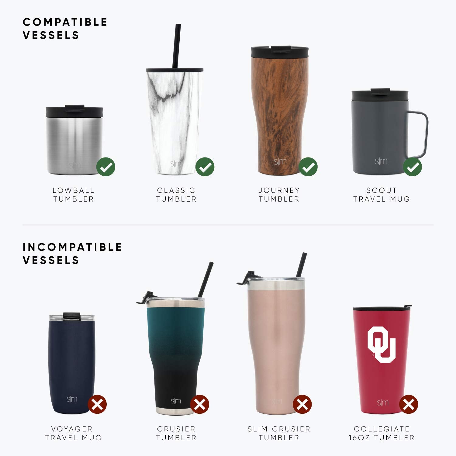 Simple Modern Tumbler Lid With Straw | Reusable Replacement Only Fits Simple Modern, S|M | Stainless Steel Classic, Journey, Sco