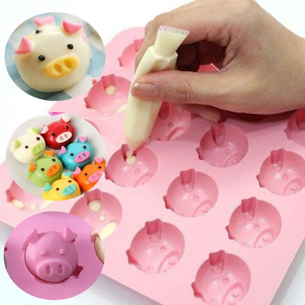 Haiops Pig Mold Silicone Diy Mold For Chocolate Candy Ice Cube 16 Cavity