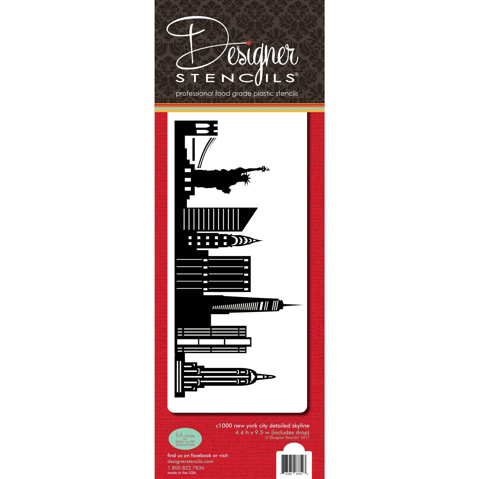 New York City Detailed Skyline Cake Stencil Side C1000 By Designer Stencils