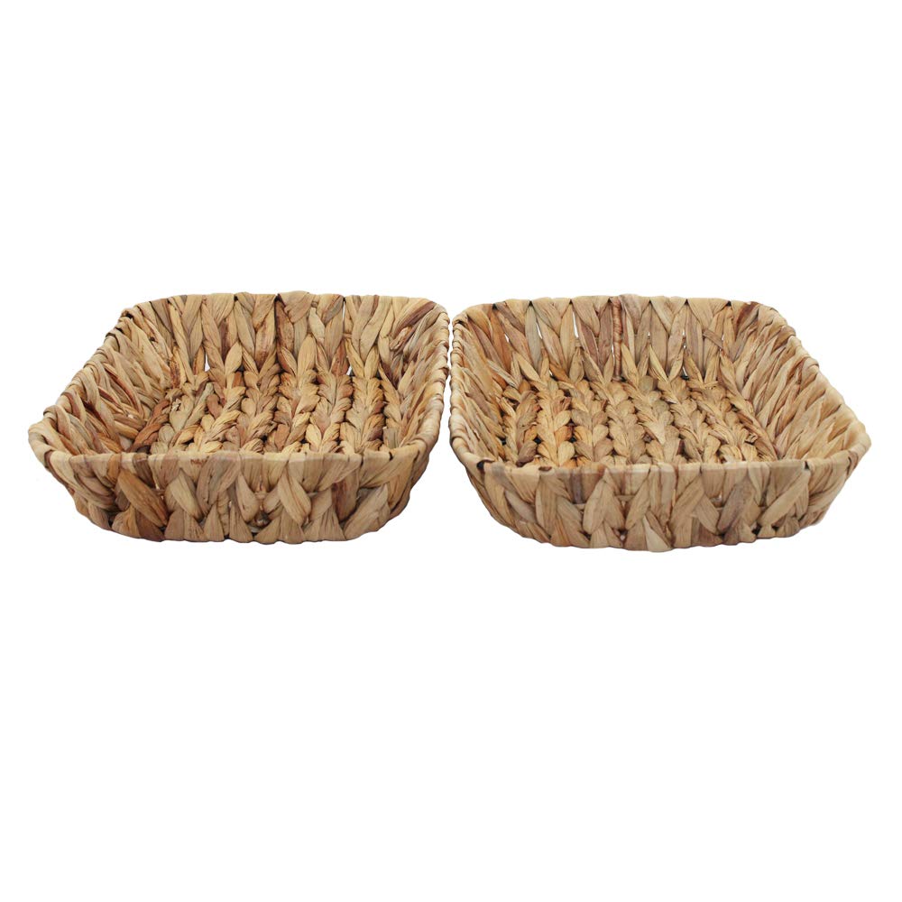 Fruit Tray, Grass Weaving Storage Bins For Fruit Or Tea,Arts And Crafts.(2) (Rectanglec-2Pc)