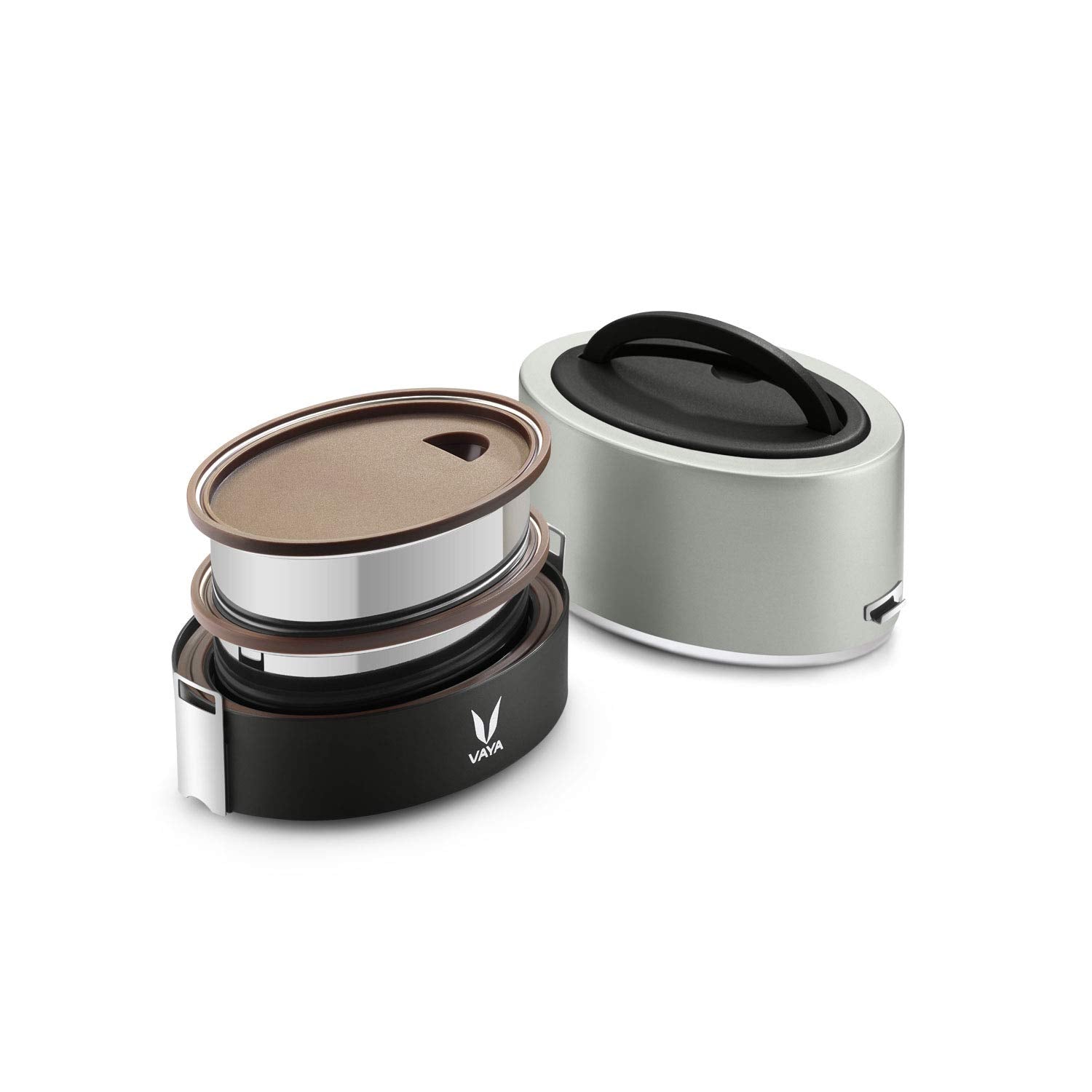 Vaya Tyffyn Lunch Box For Kids For School, Polished Stainless Steel Tiffin Box Without Bagmat, Insulated 600Ml Tiffin Box For Of