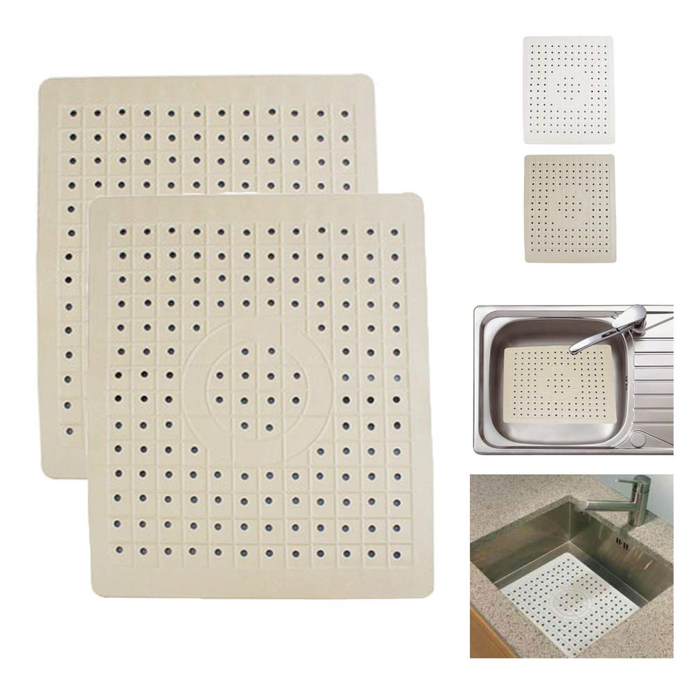 2 Pack Kitchen Sink Mat Drain Pad Protector 10'' X 12'' Non-Slip Rubber Durable
