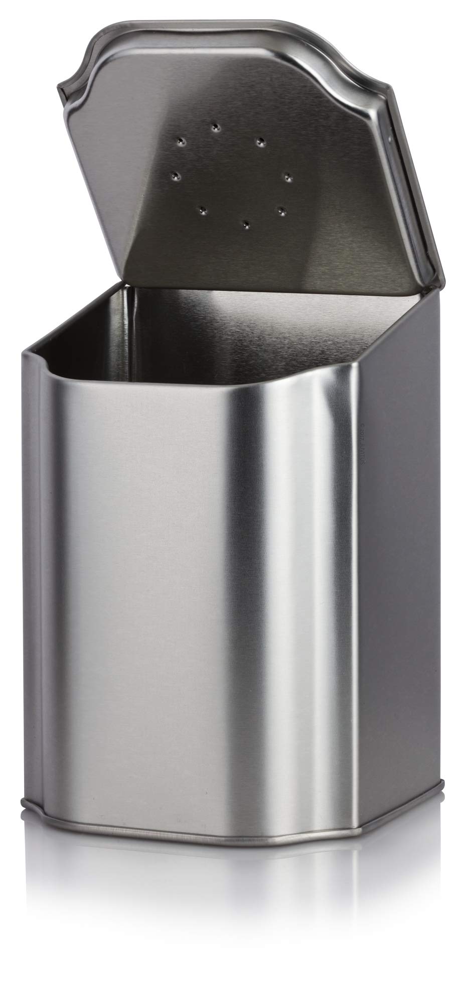 Juvitus Silver Hinged Flip Top Metal Tea Tin And Stainless Steel Metal Scoop Spoon, Coffee And Tea Container, Spices, Tea - Hold