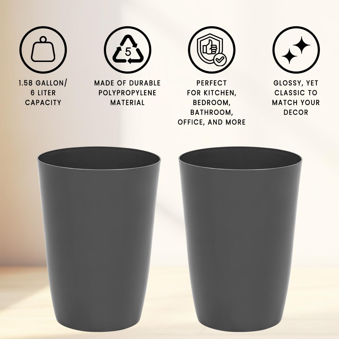 Hold N Storage Small Trash Can-Open Top Garbage Cans For Kitchen, Office, Dorm, Bathroom, Etc.-Waste Can For Compact/Tight Space