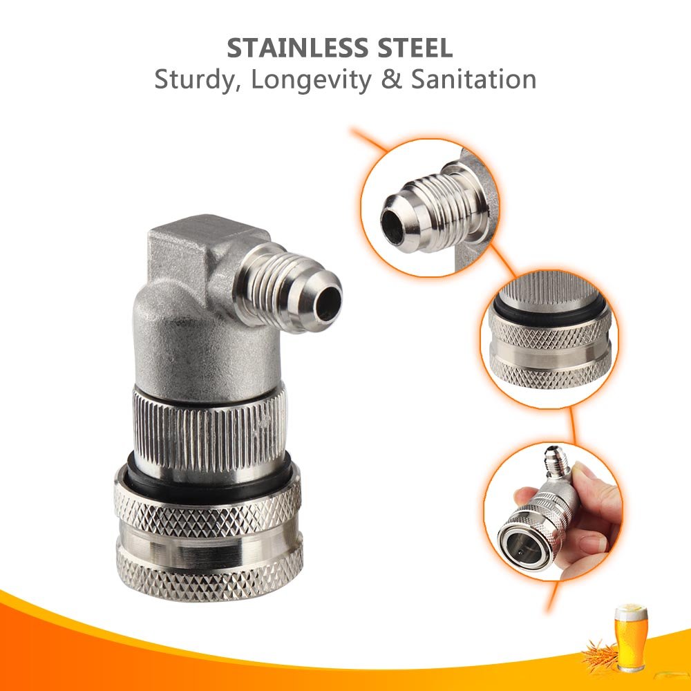 Onebom Ball Lock Disconnect, Gas & Liquid Corny Keg Fittings, Mfl 1/4 Threaded With 5/16 Stainless Steel Barbed & Hose Clamp (Mf