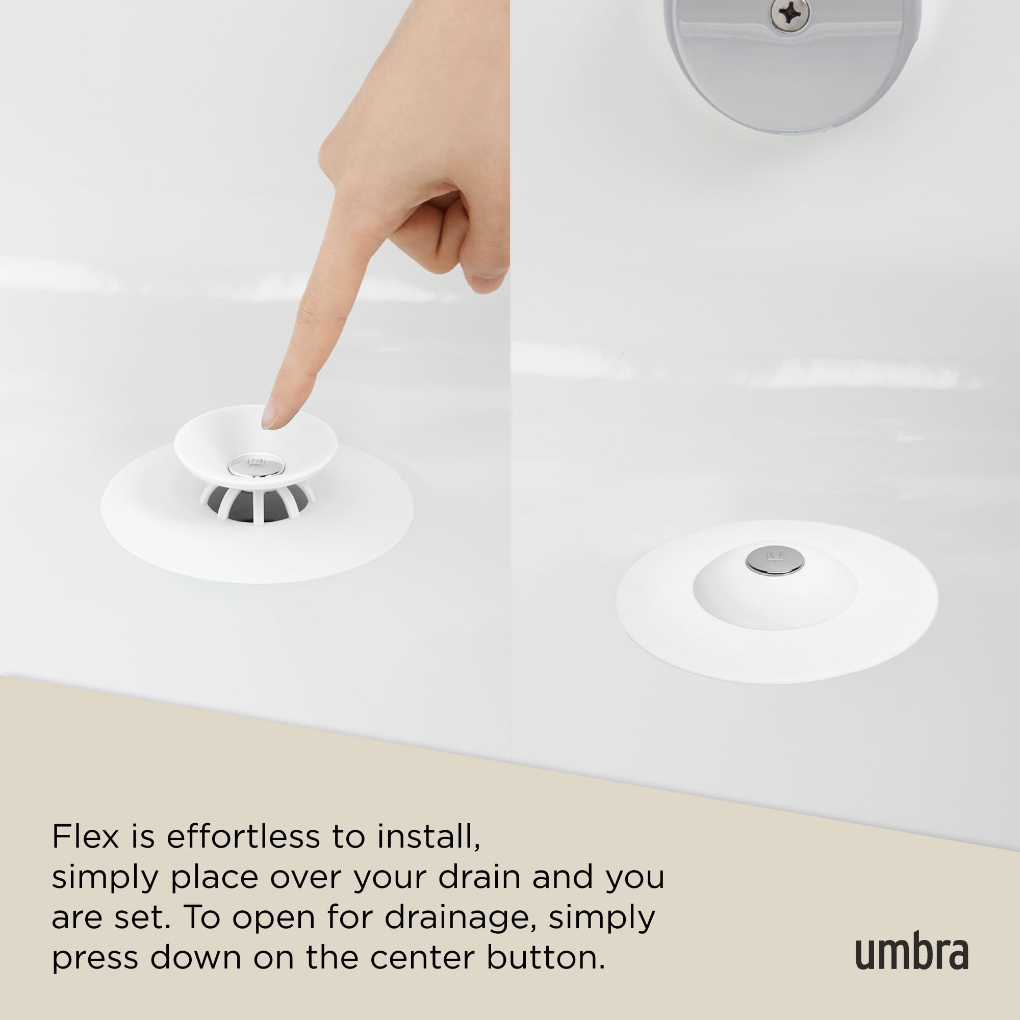 Umbra 023464-660 Flex Drain Stop/Hair Catcher, White