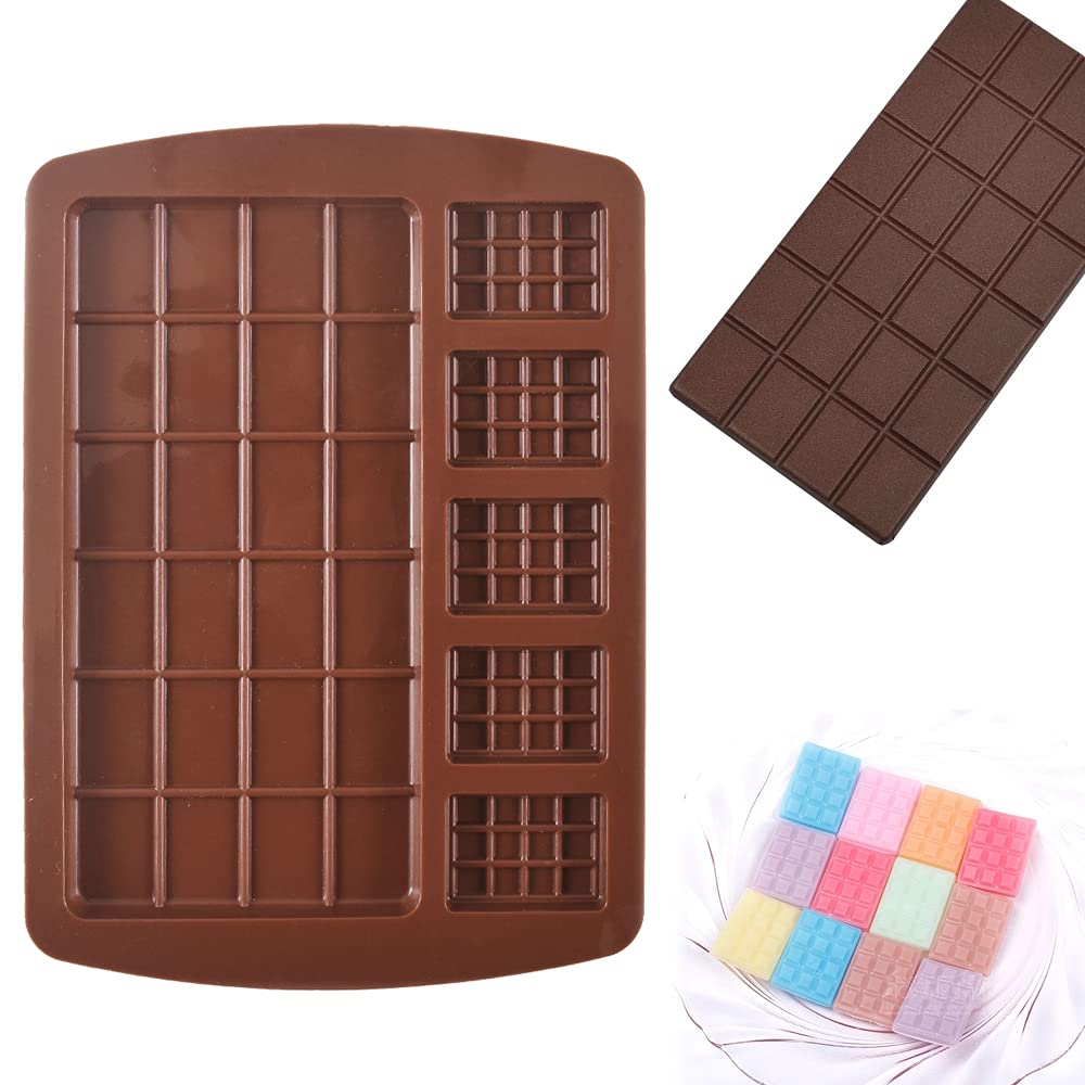 Ionegg Break Apart Silicone Chocolate Bar Molds, Homemade Protein And Energy Bar Molds, 5 Packs