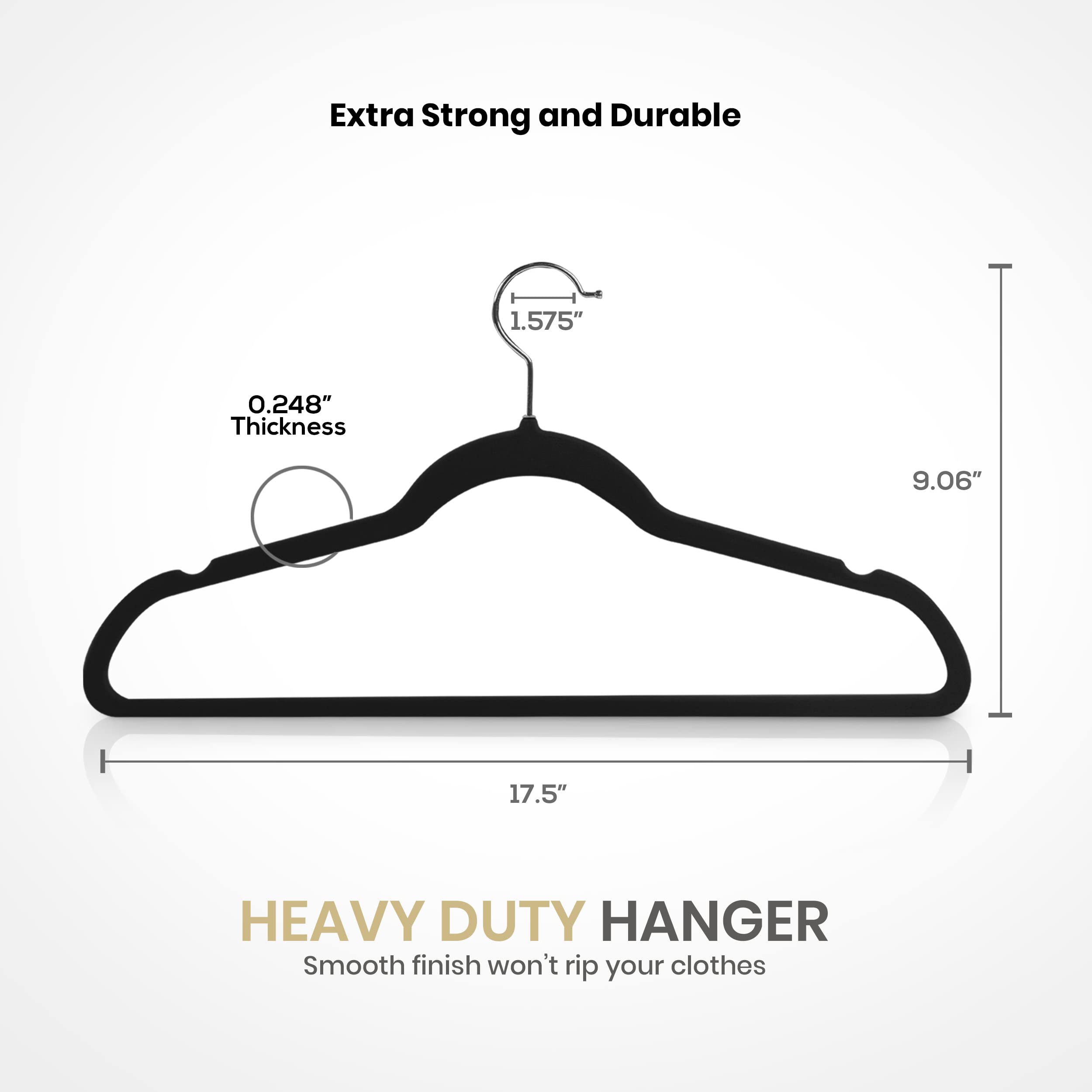 Utopia Home Velvet Hangers 20 Pack - Non-Slip Clothes Hangers - Black Hangers - Suit Hangers With 360 Degree Rotatable Hook - He