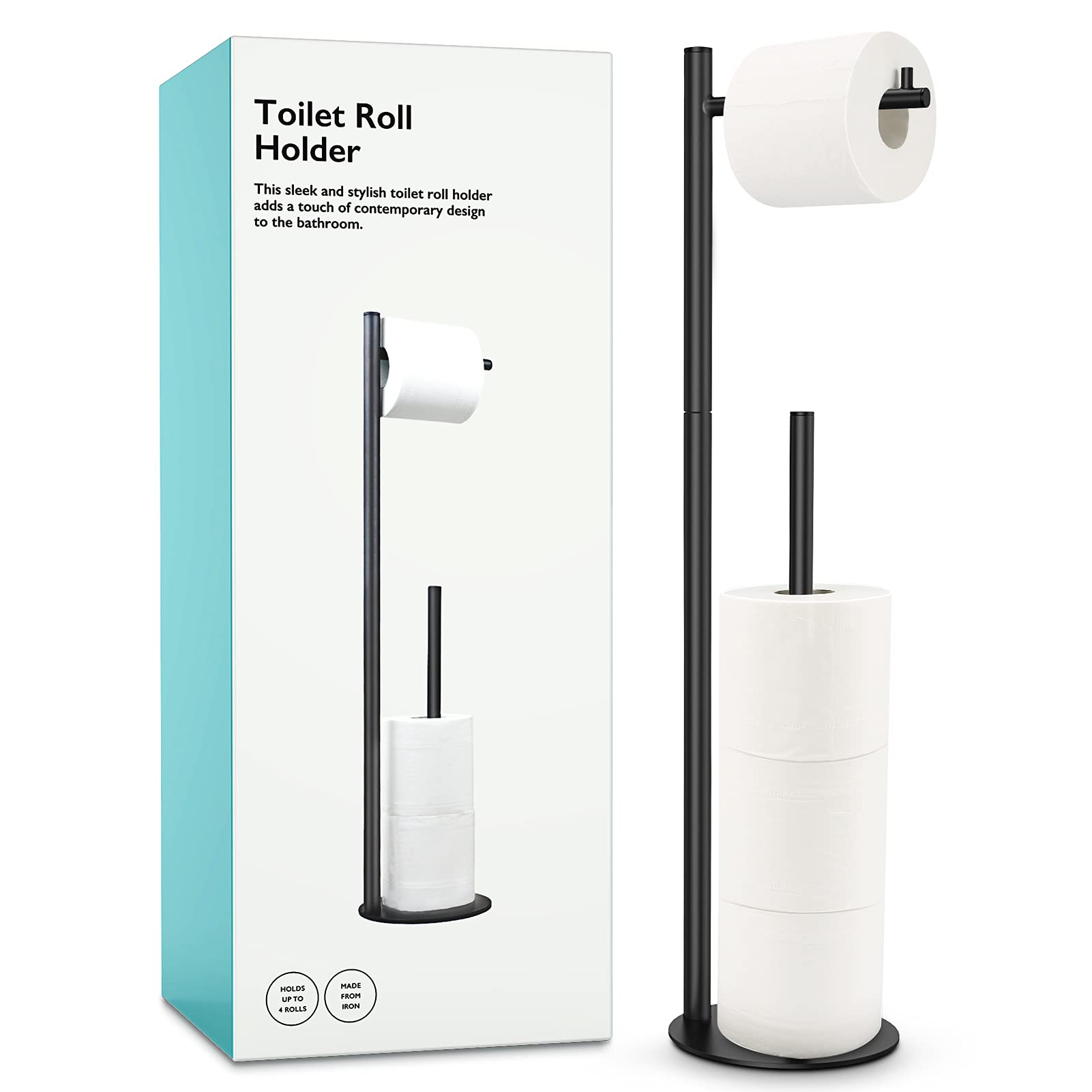 Toilet Paper Holder Stand, Bathroom Toilet Paper Roll Holder Stand With Reserve, Standing Toilet Paper Holder With Storage