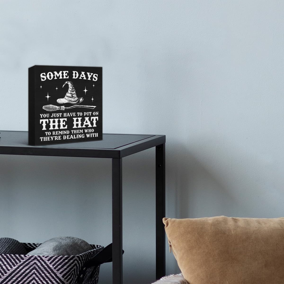 NGAEAK Witch Decor, Gothic Sign Witchy Home Decor, Some Days I Just Have to Put on the Hat Wood Sign Home Bathroom Kitchen Desk