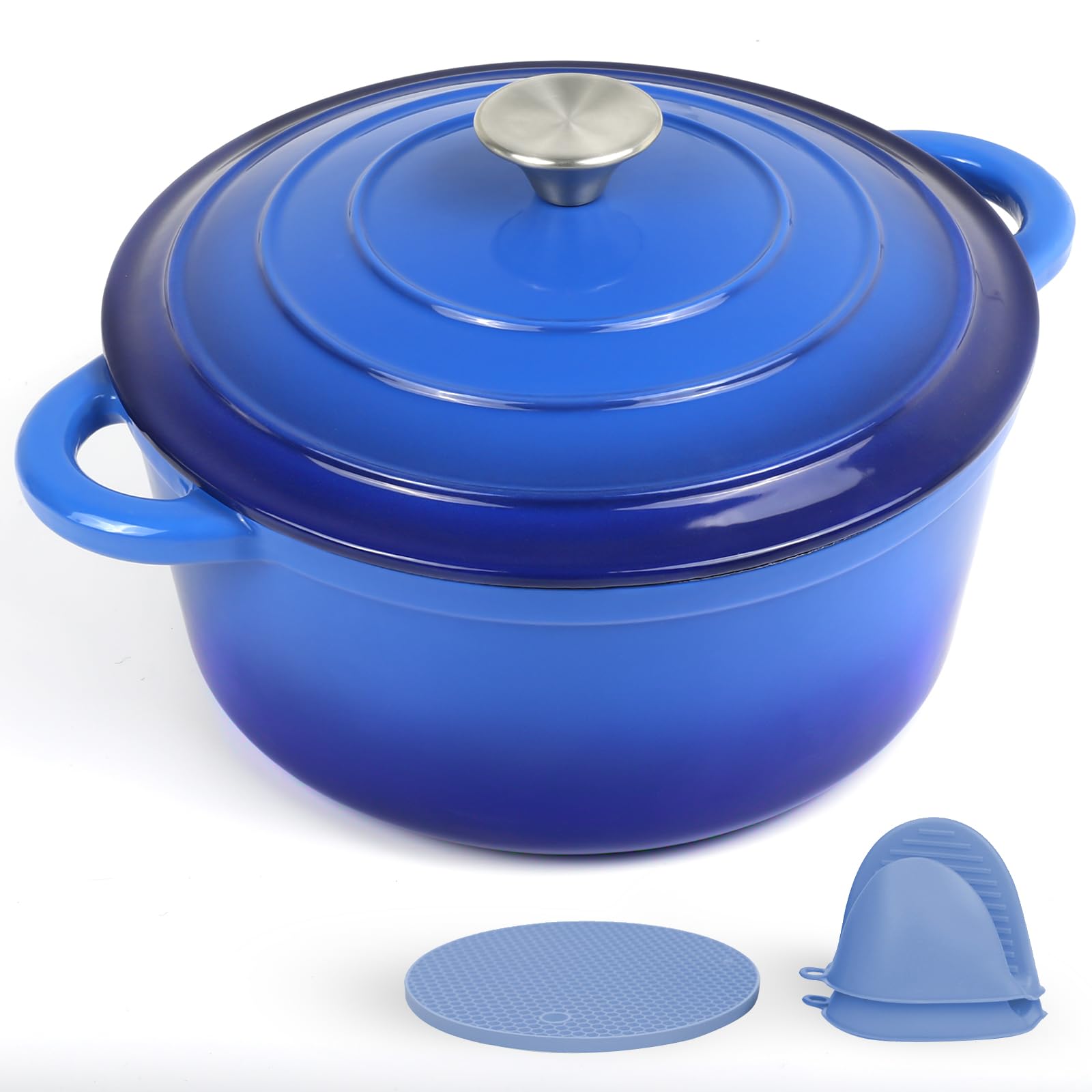 Cooknexa 6 Quart Enameled Cast Iron Dutch Oven Pot With Lid And Silicone Accessories, Oven Safe Up To 500F Or On Stovetop, Non-S
