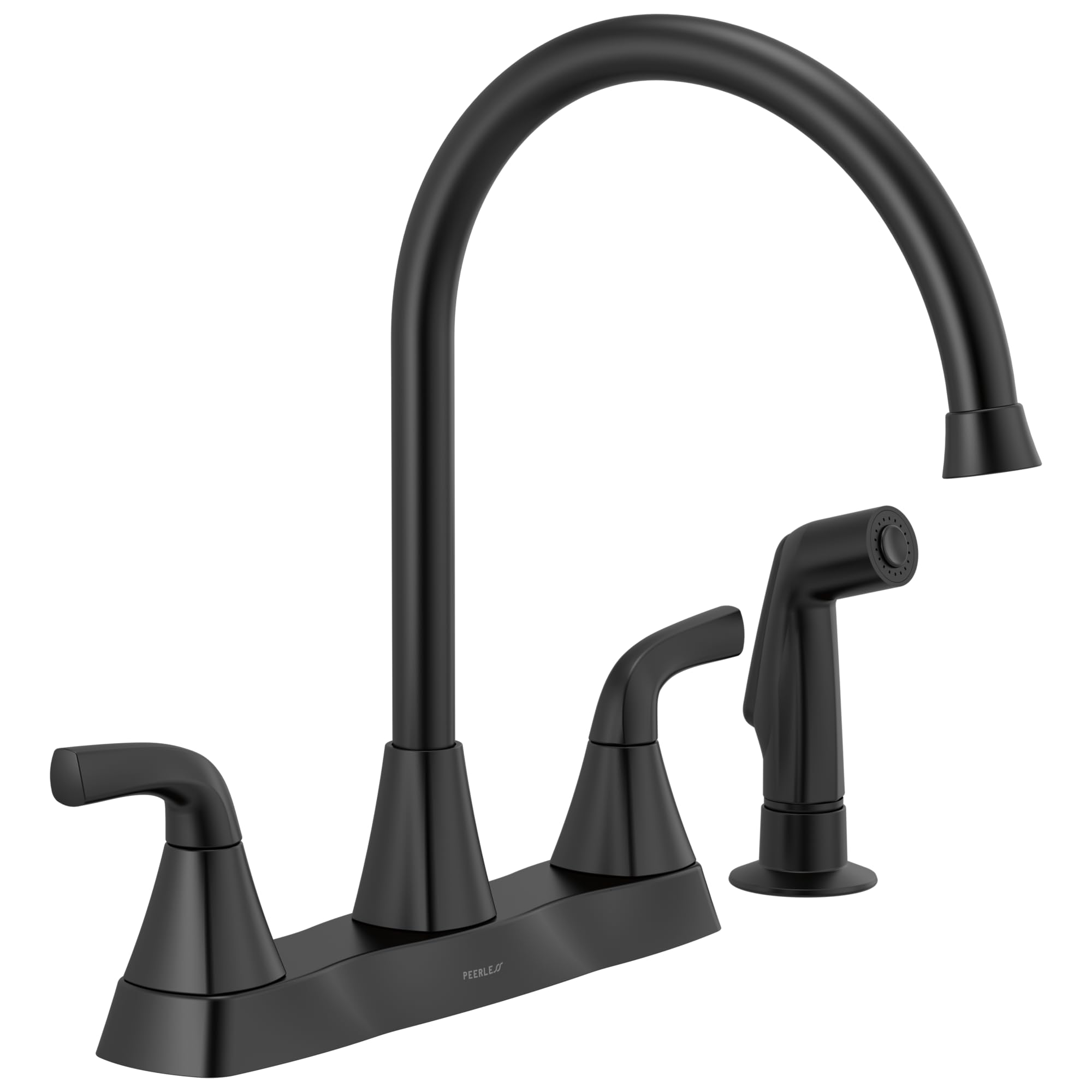 Peerless Parkwood Kitchen Faucet with Side Sprayer, Black Kitchen Sink Faucet, Two Handle Kitchen Faucet with Side Sprayer, Matt