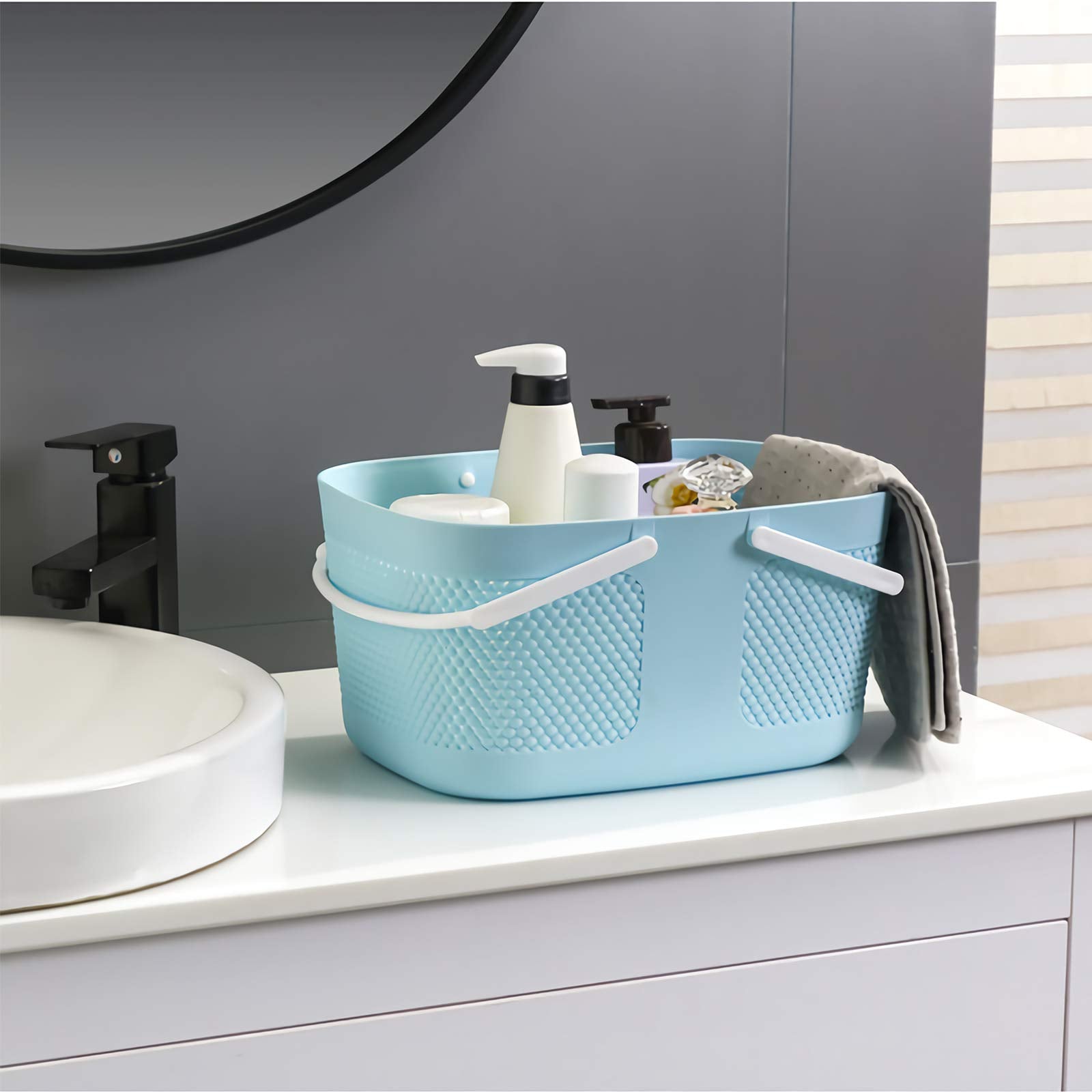 Shower Caddy Basket, Portable Large Capacity Thickened Plastic Organizer Storage Tote With Handles Drainage Toiletry Bag Bin For