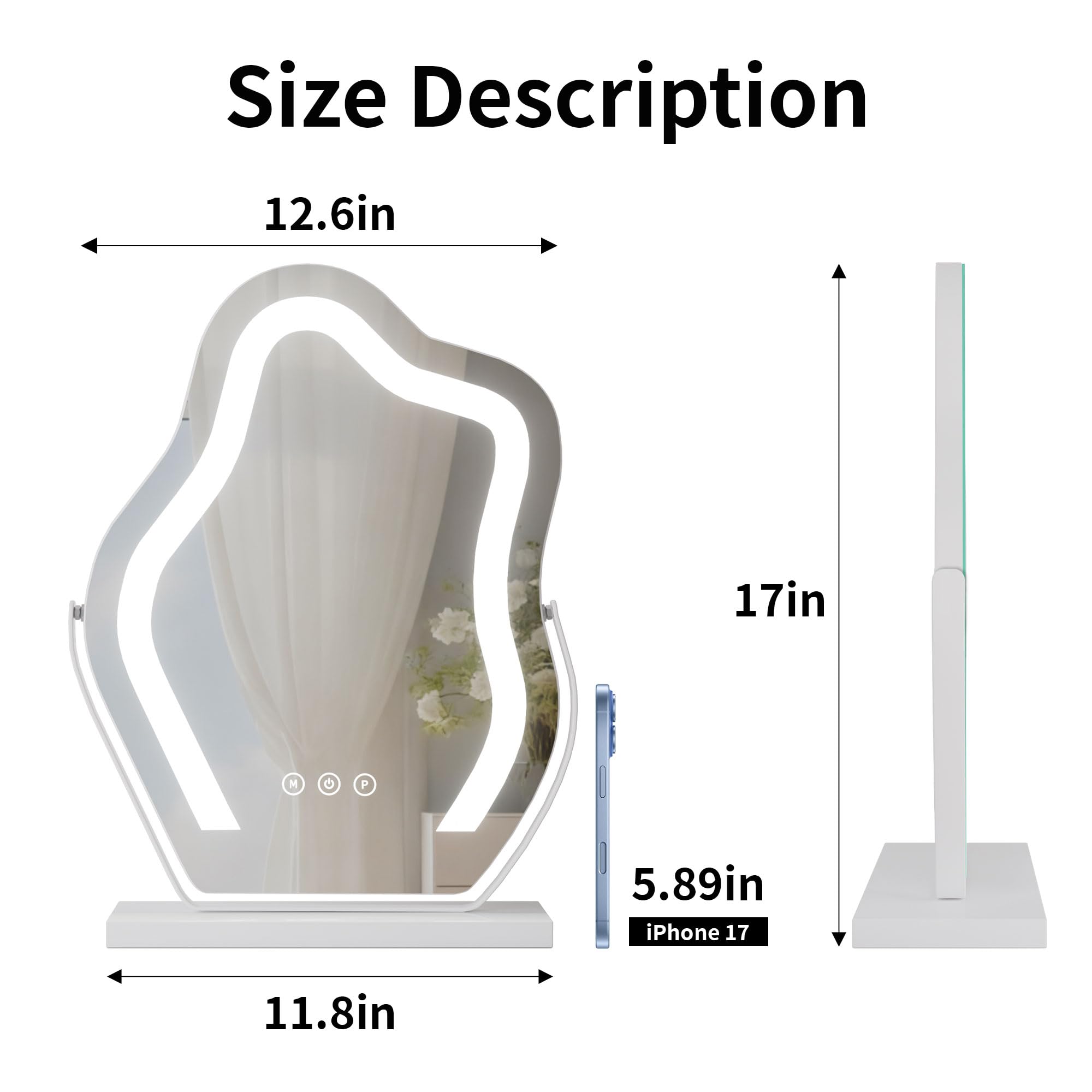 Odernirror 17 Makeup Mirror with Lights Tabletop Cloud Shaped