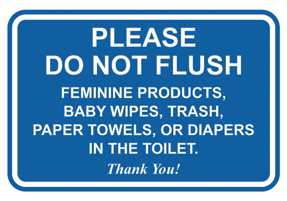 All Quality Classic Framed Please Do Not Flush Thank You Bathroom Etiquette Sign - 6 X 8 (Blue)