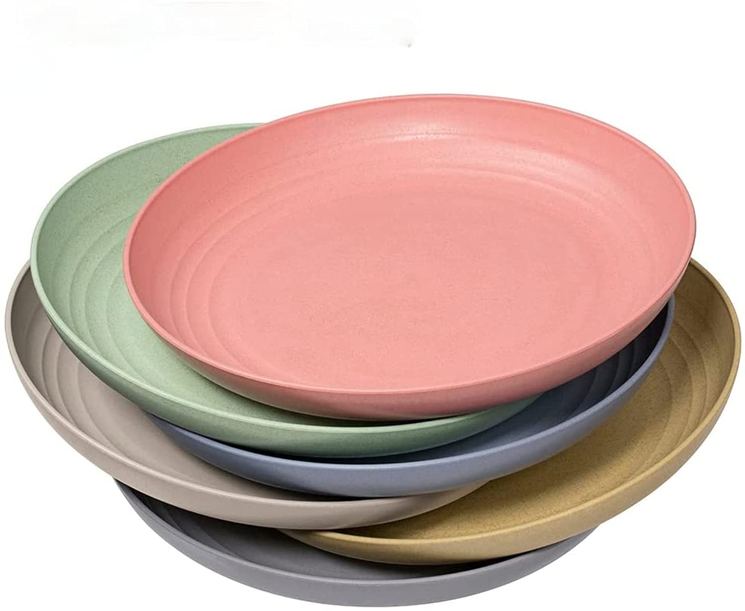 Hobein 6 Pcs Eco-Friendly Wheat Straw Dinner Plates, 9Inch, Unbreakable, Lightweight, Microwave & Dishwasher Safe
